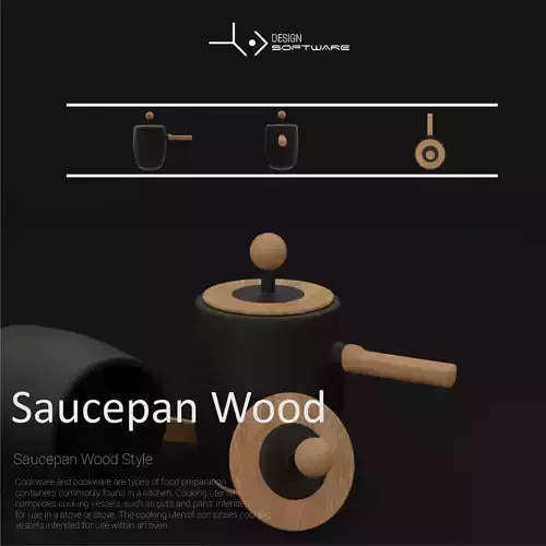Saucepan Wood Style 3D model