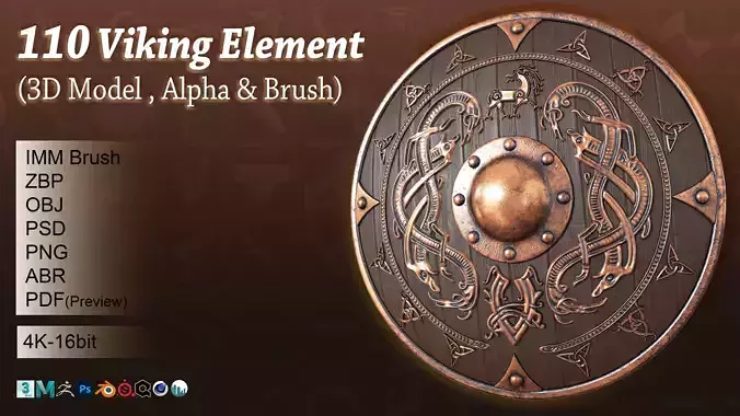 110 Viking element alpha brush and 3D Model