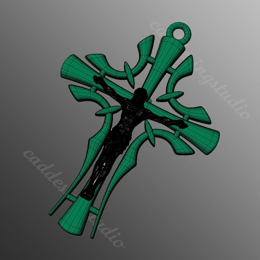 Pendant cross od45 3D print model_2