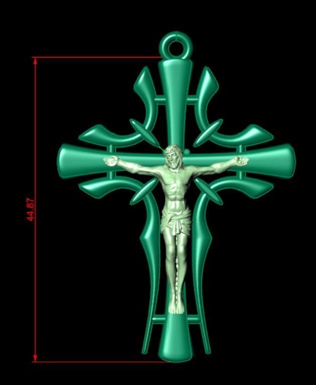 Pendant cross od45 3D print model_9