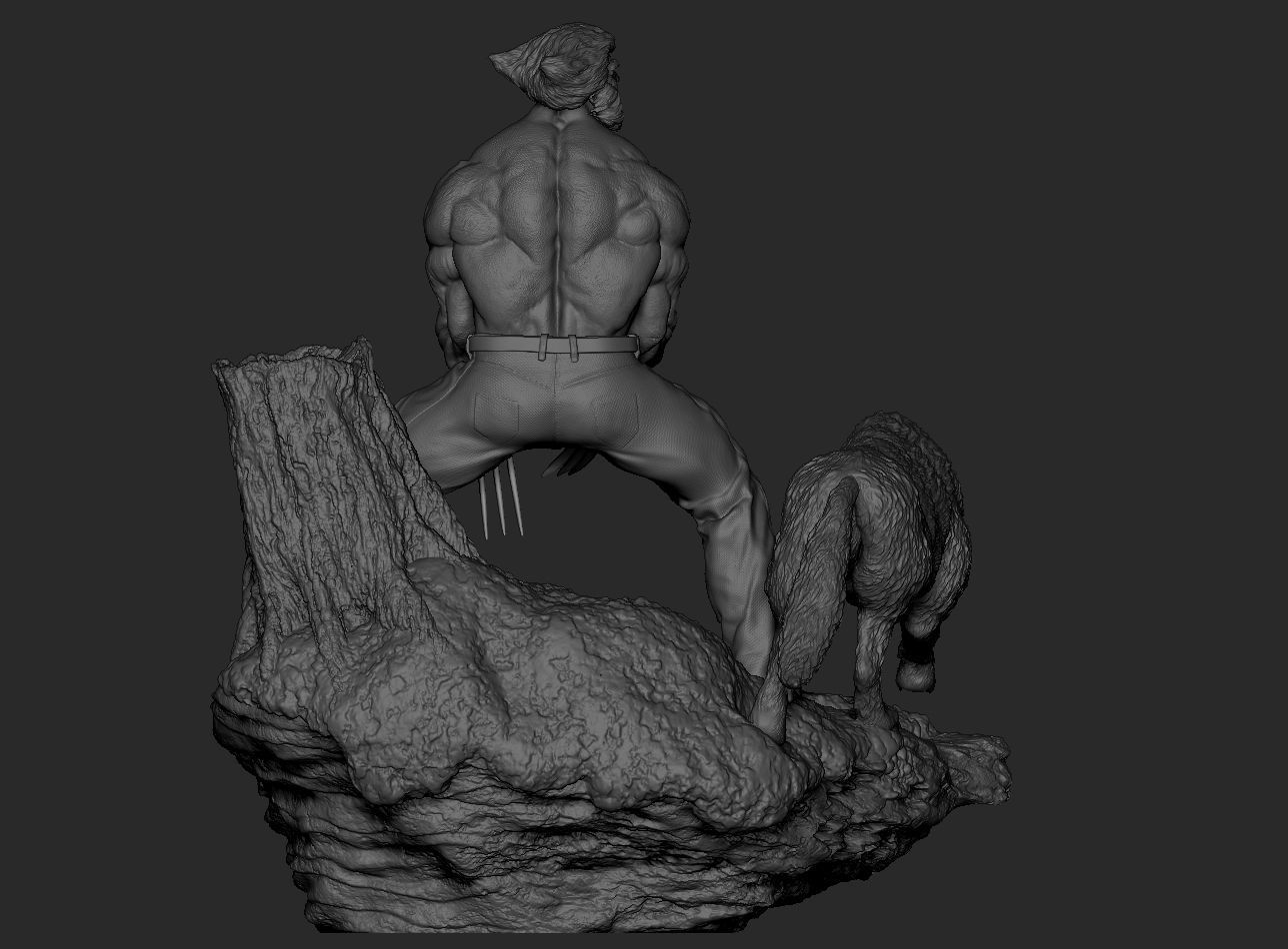 Wolverine statue of man and wolf 3D print model_14