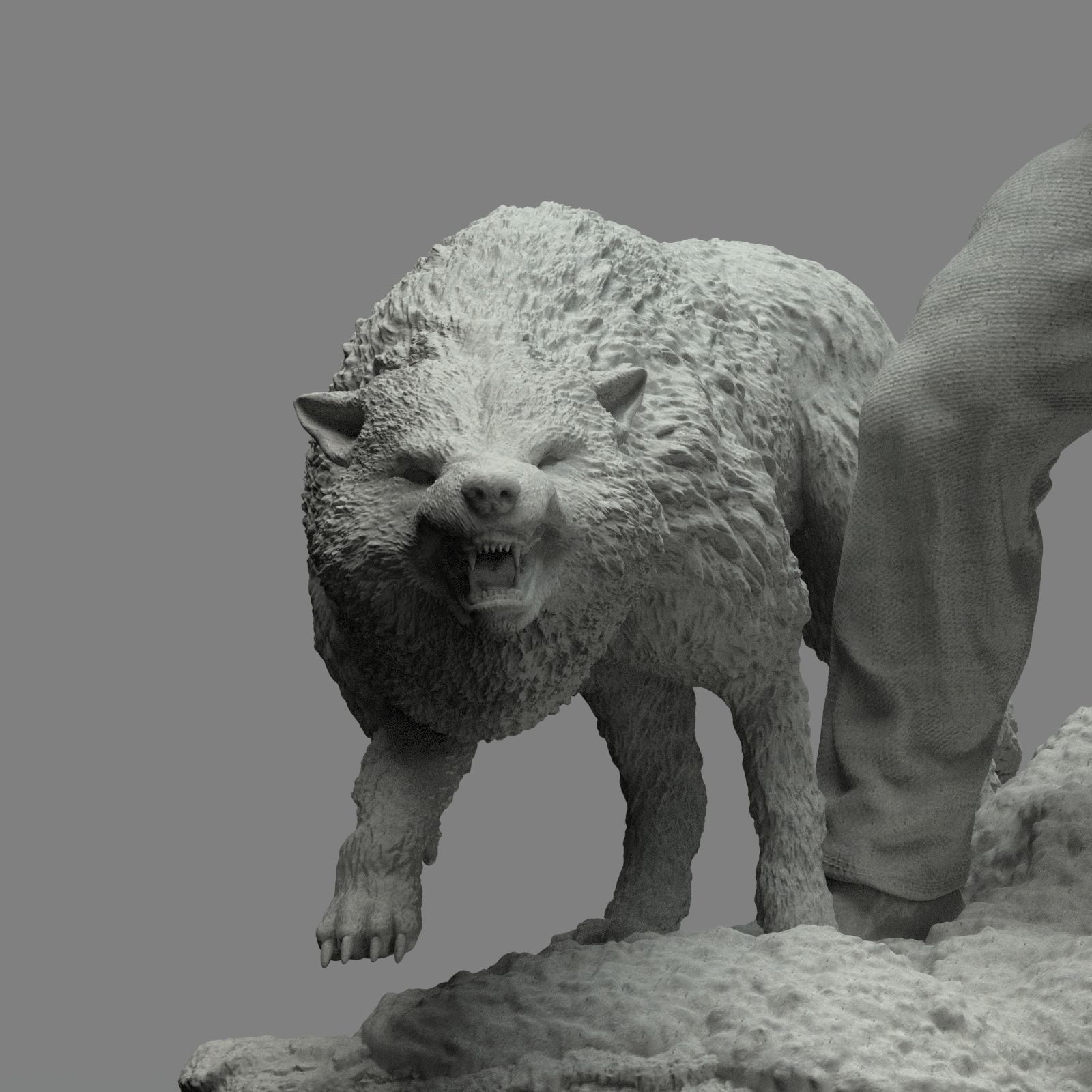 Wolverine statue of man and wolf 3D print model_6