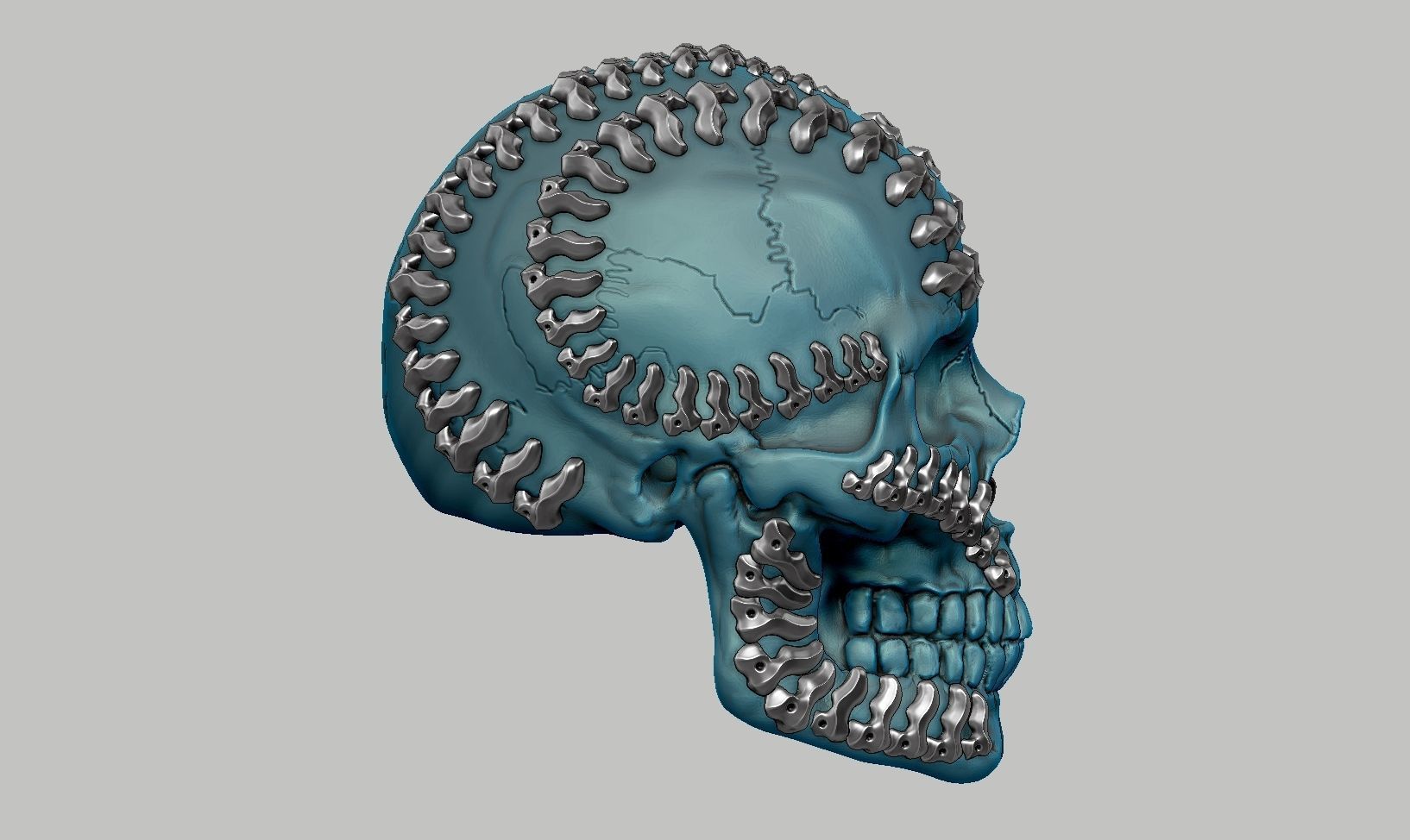 skull robot head a25 3D print model_5