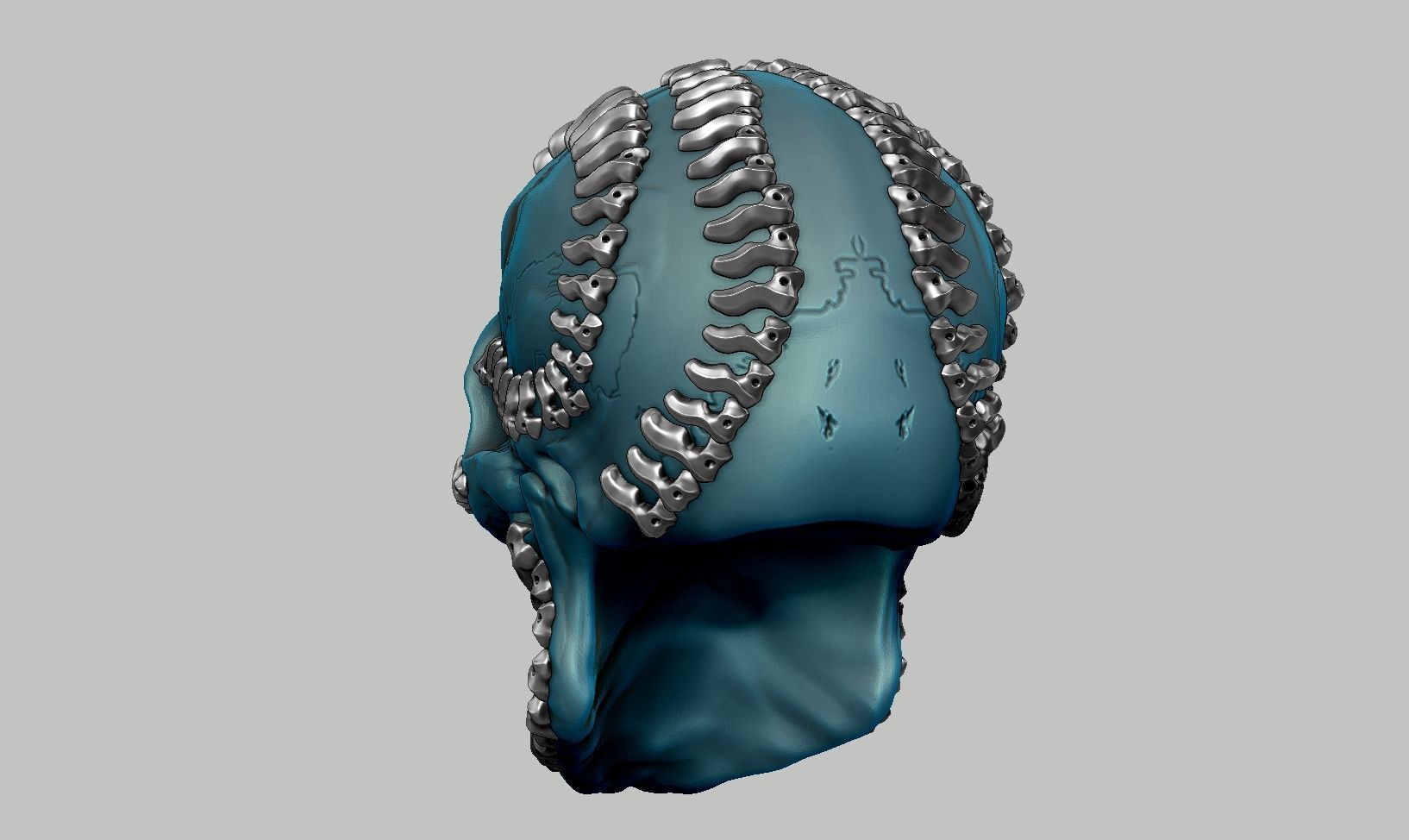 skull robot head a25 3D print model_9