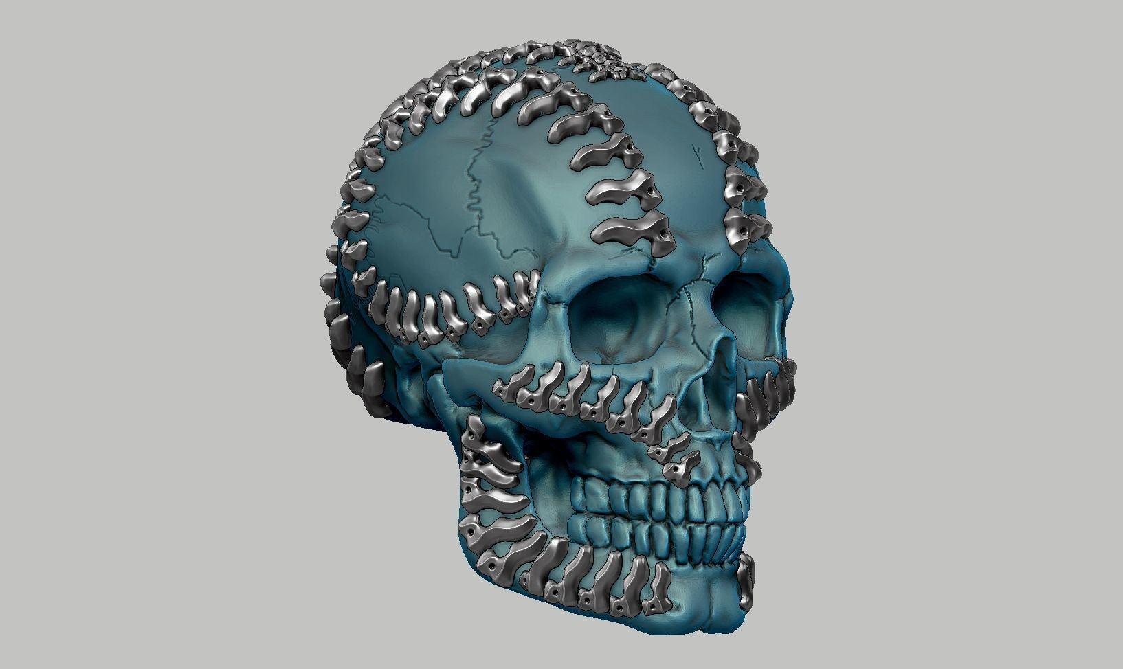 skull robot head a25 3D print model_3