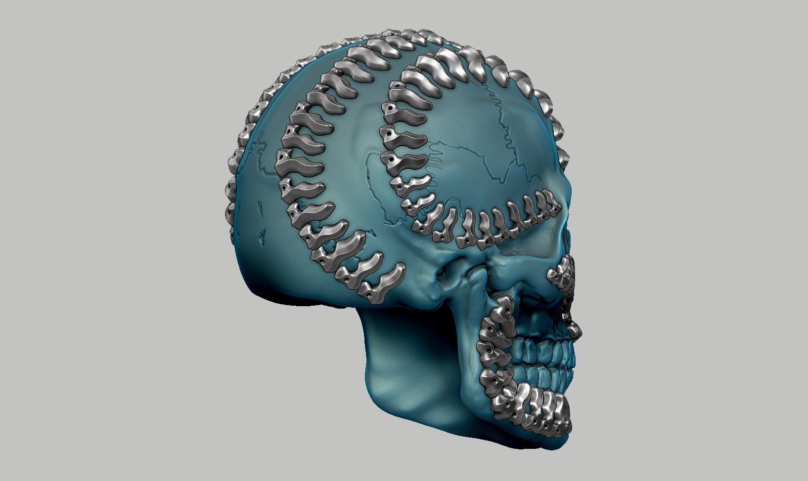 skull robot head a25 3D print model_6