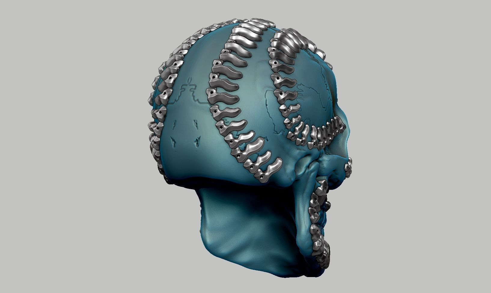 skull robot head a25 3D print model_7