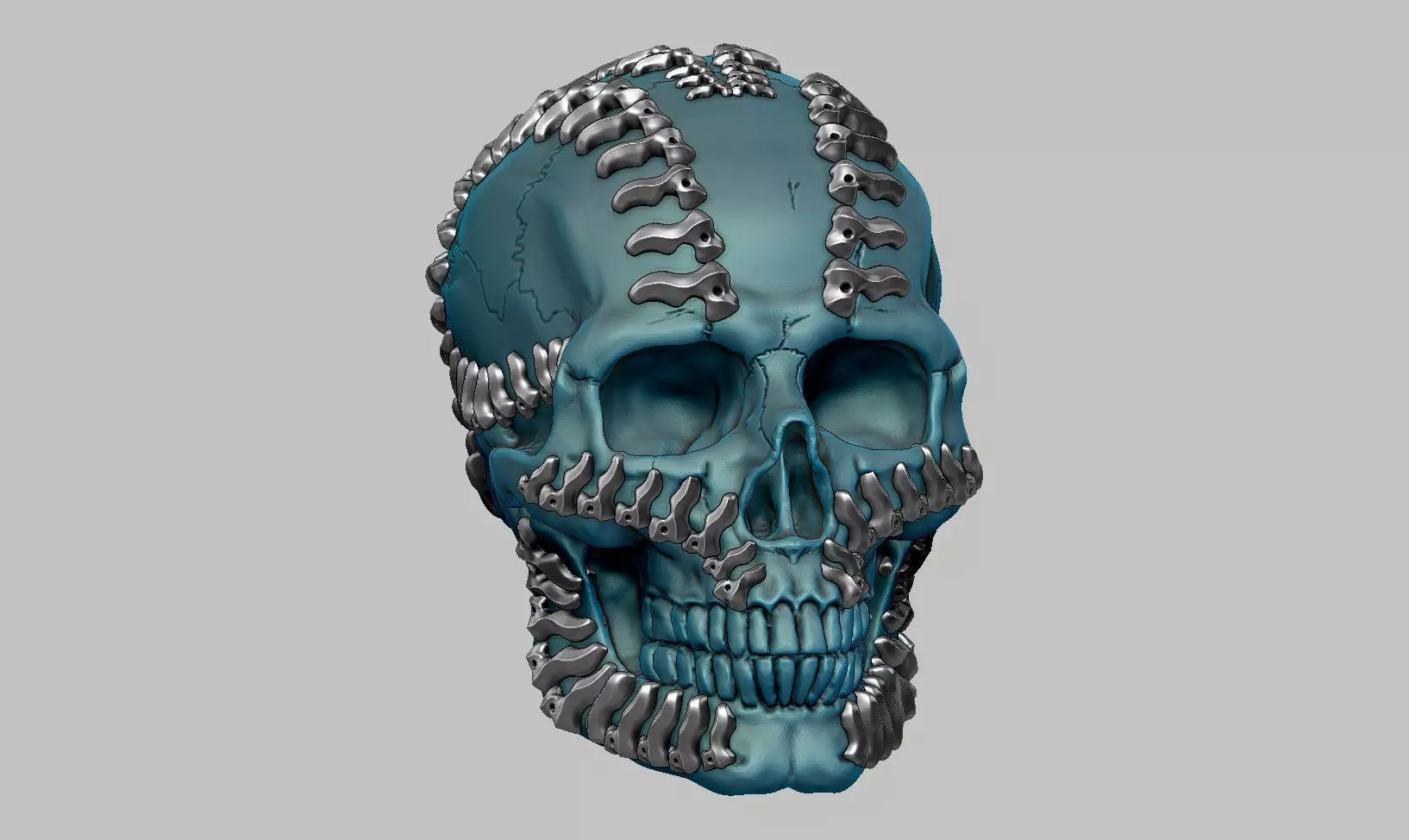 skull robot head a25 3D print model_0