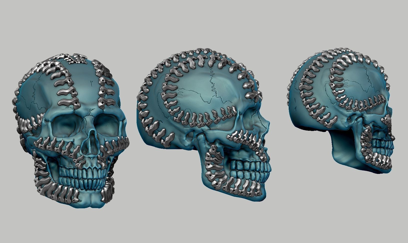 skull robot head a25 3D print model_1