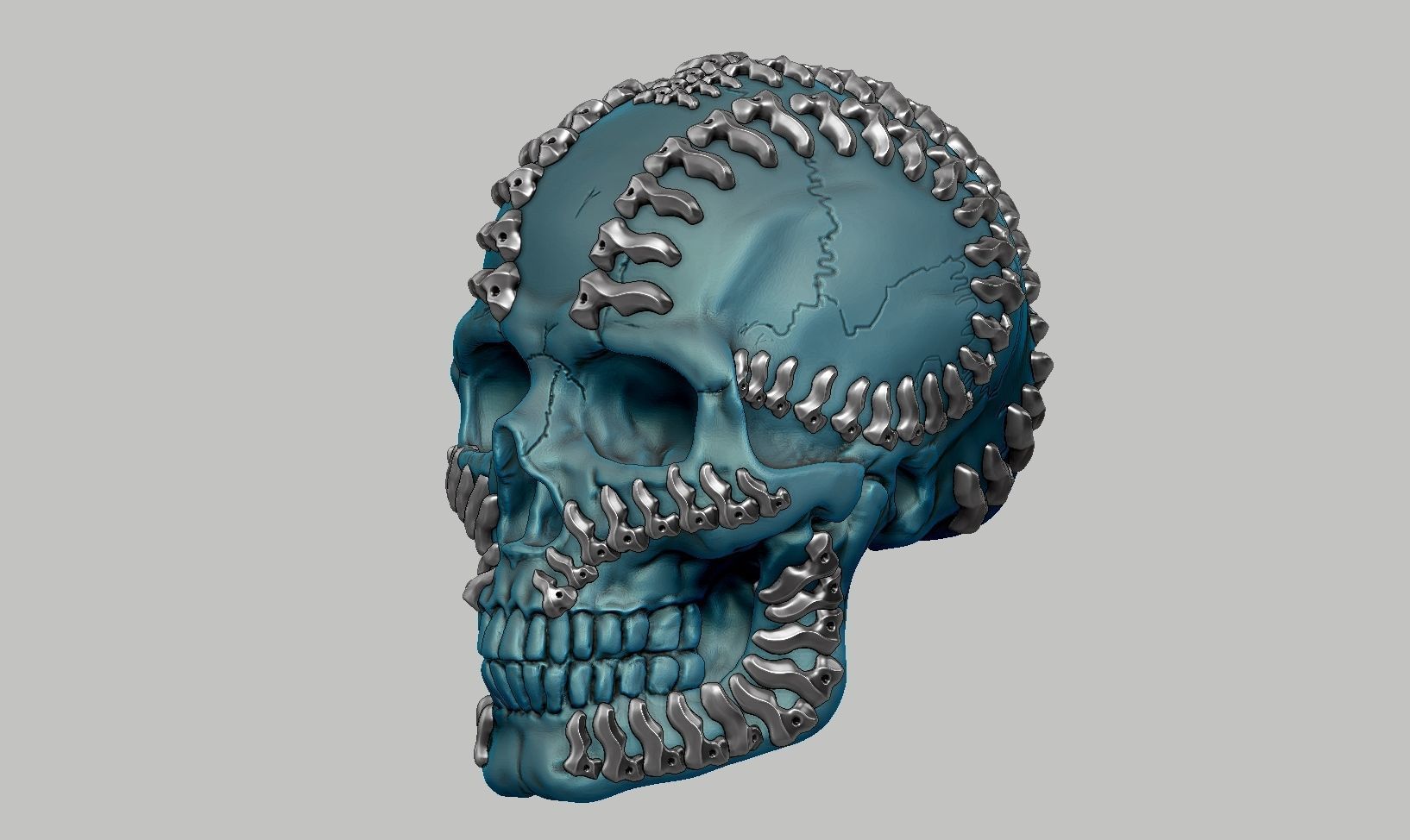 skull robot head a25 3D print model_12