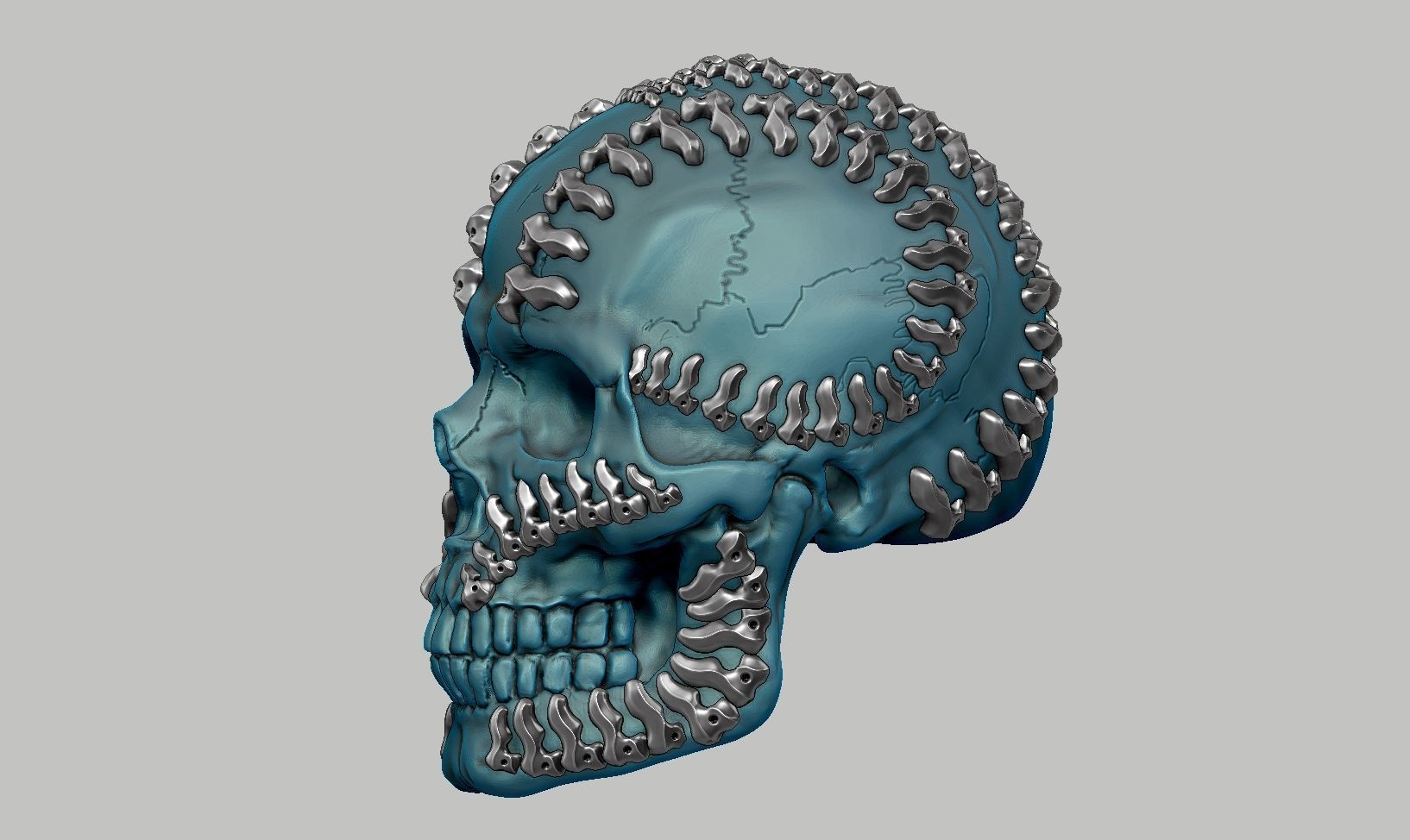 skull robot head a25 3D print model_11