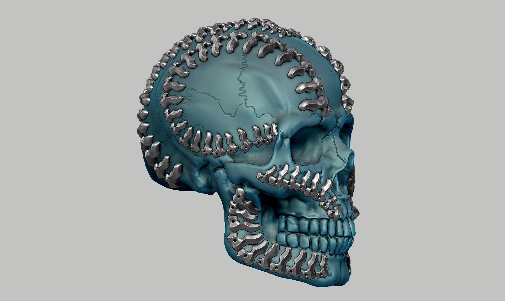skull robot head a25 3D print model_4