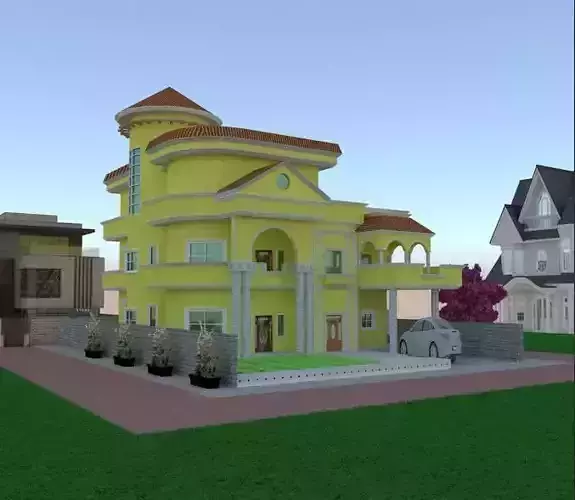 3d modern and classic house design in 3ds max and autocad Low-poly 3D model
