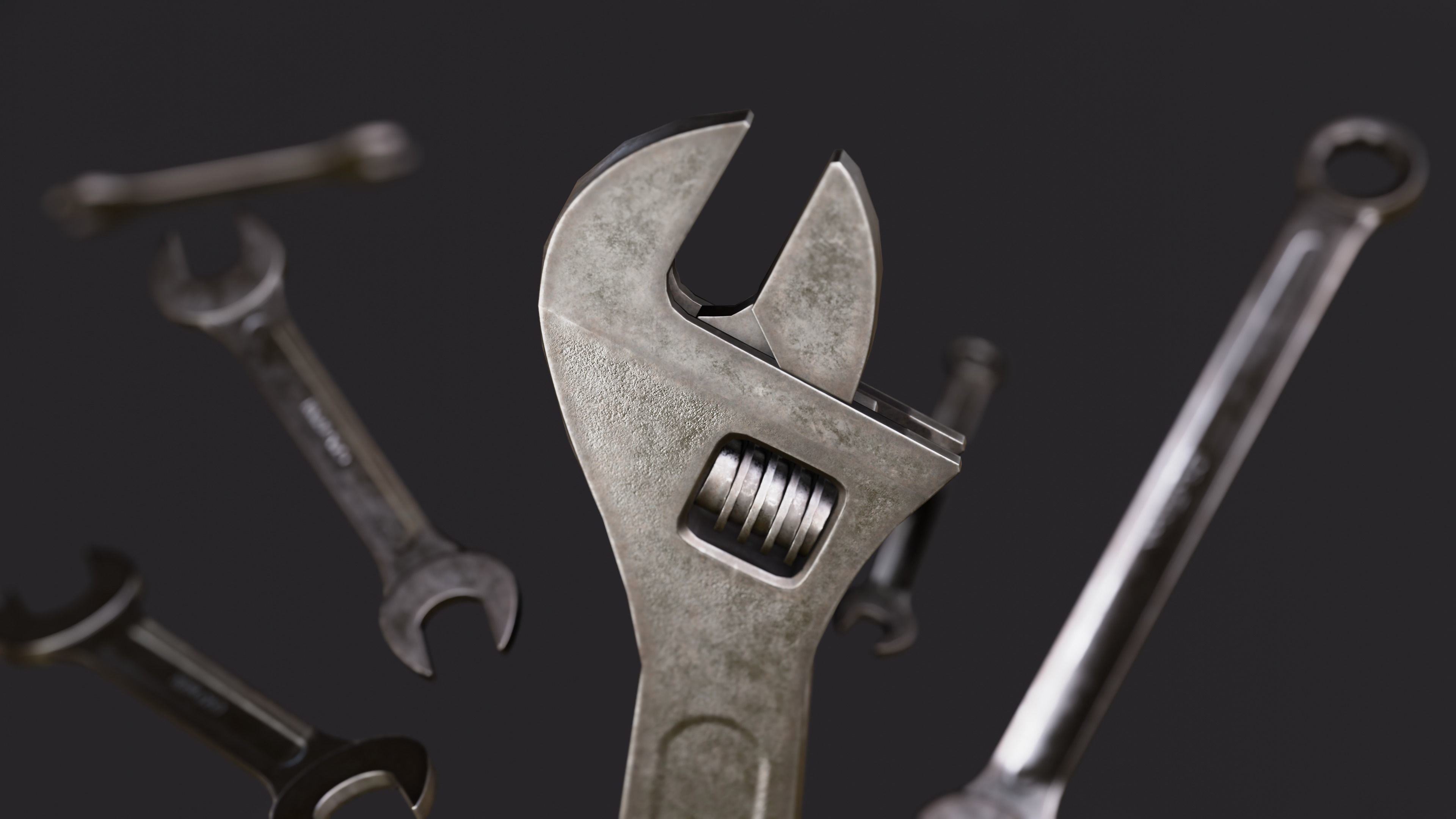 Combination Wrench Low-poly 3D model_5