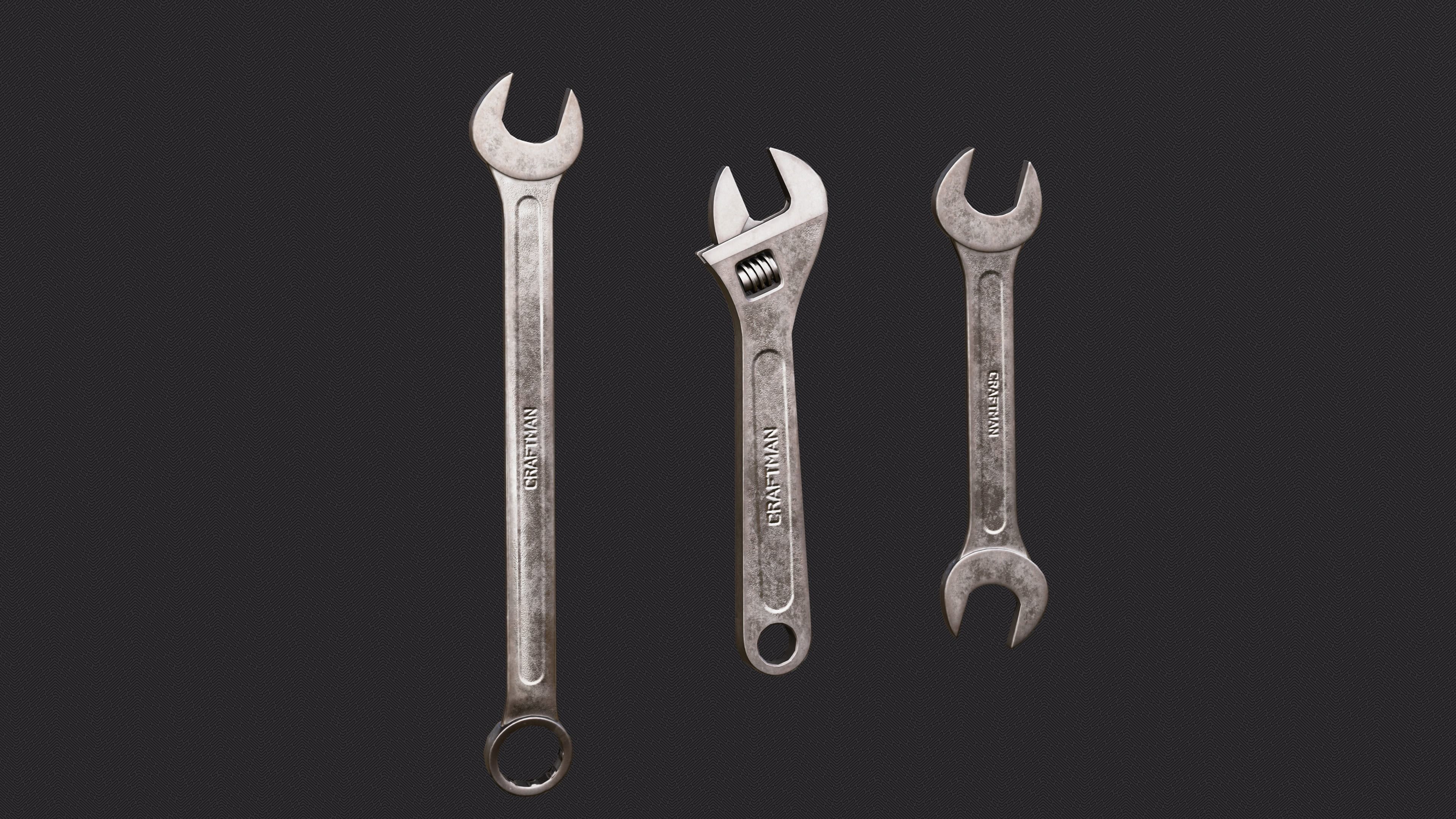 Combination Wrench Low-poly 3D model_1