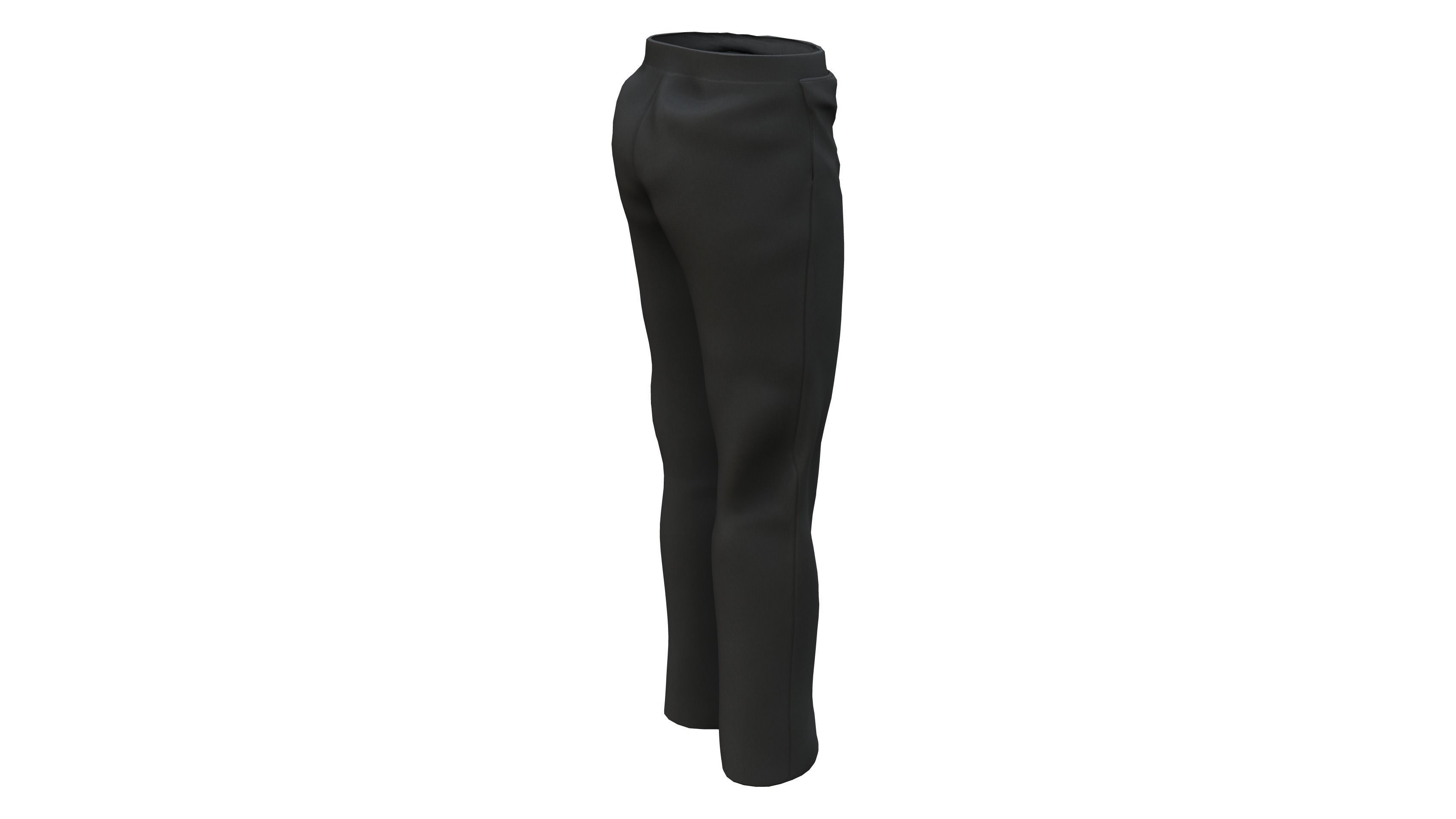 Men Black Pants Low-poly 3D model_5
