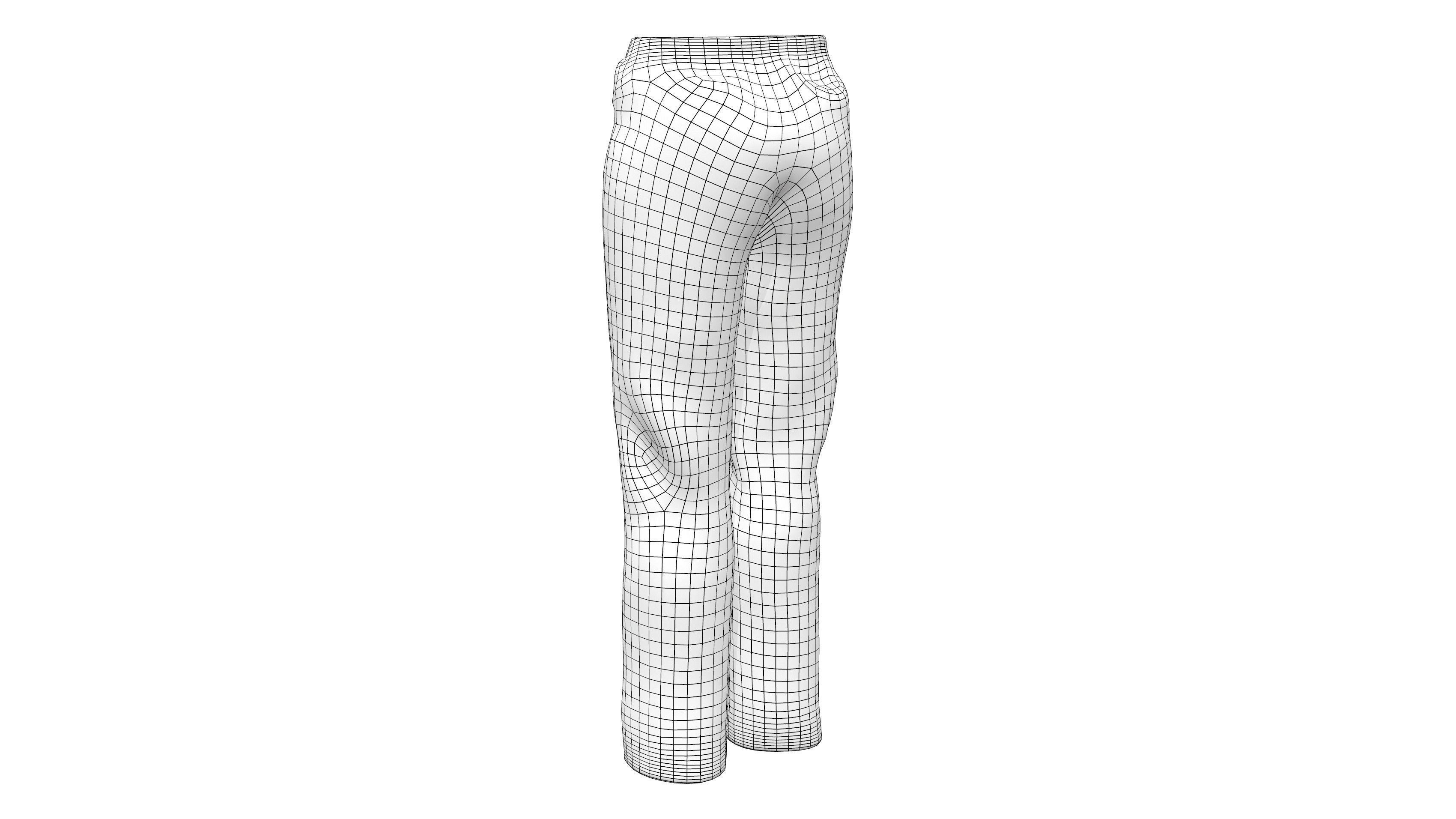 Men Black Pants Low-poly 3D model_7