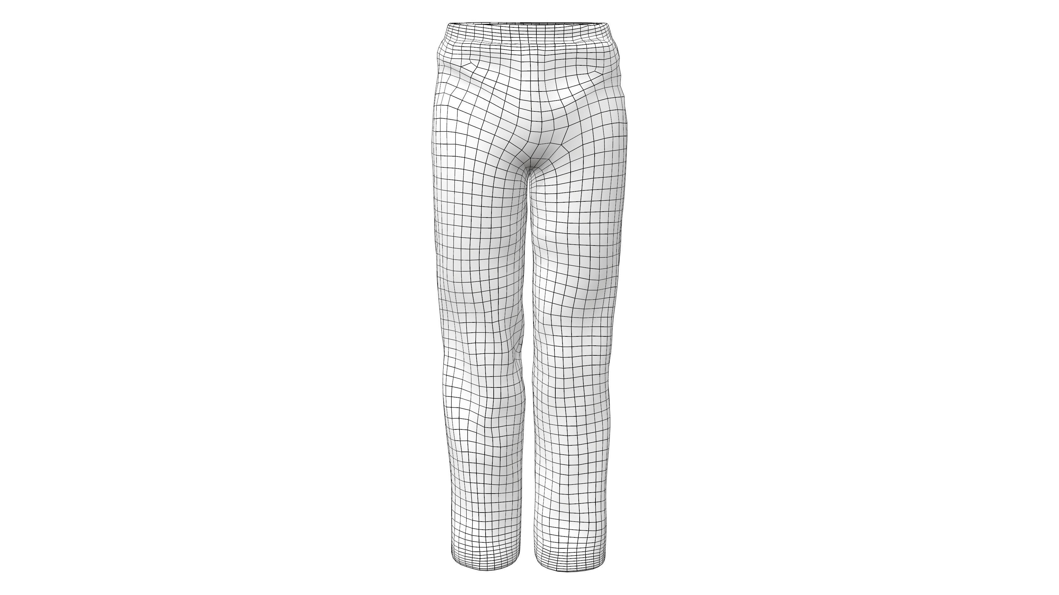 Men Black Pants Low-poly 3D model_6