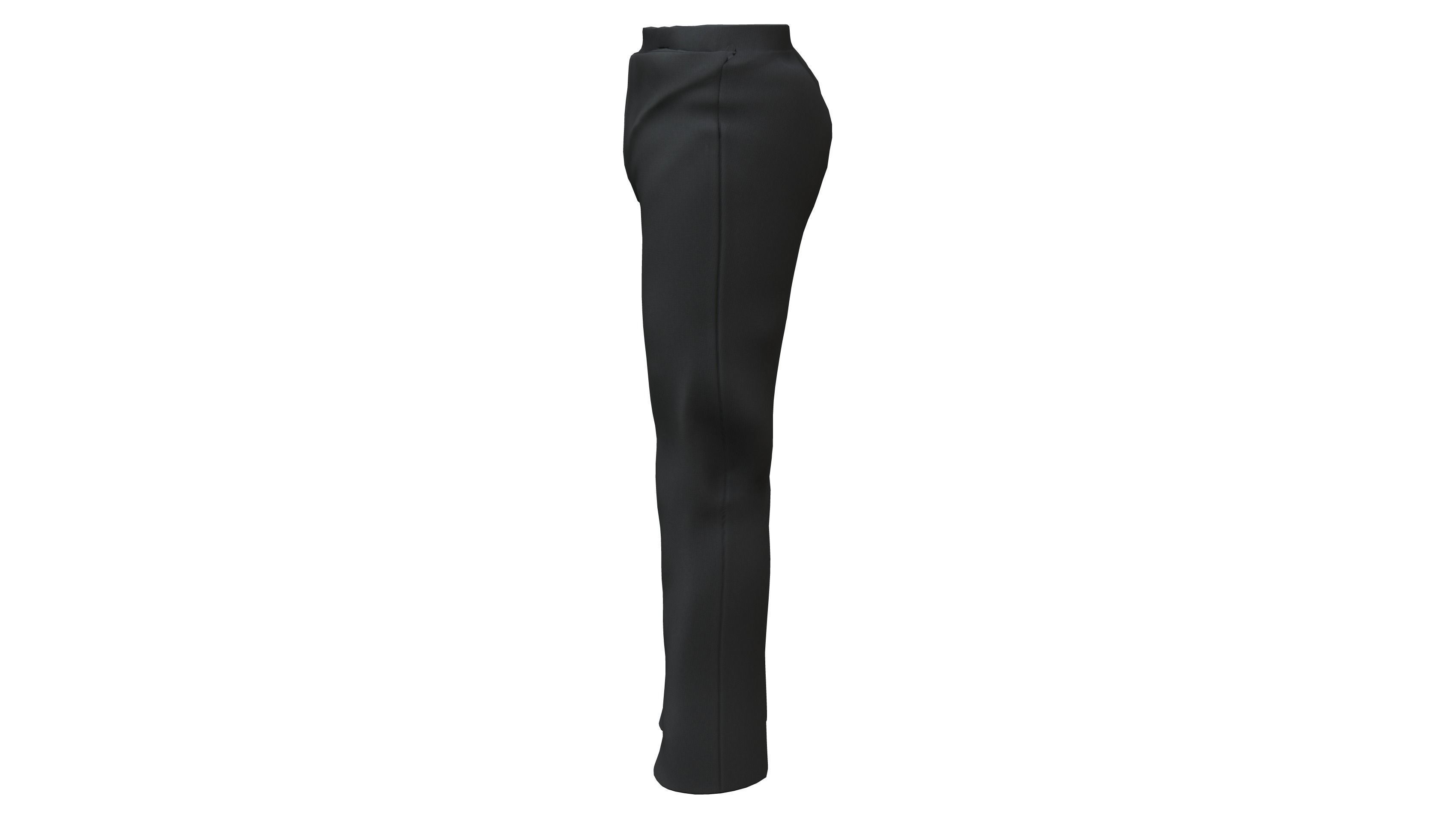 Men Black Pants Low-poly 3D model_3