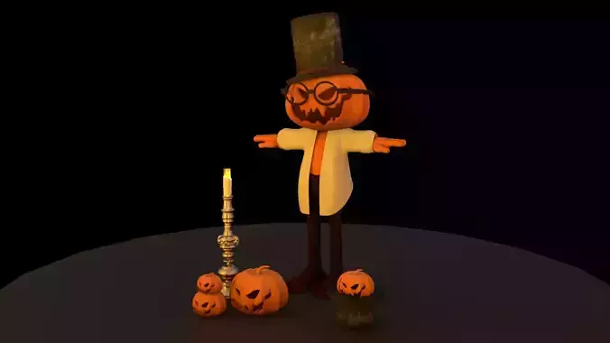 Halloween Pumpkin Character Low-poly 3D model