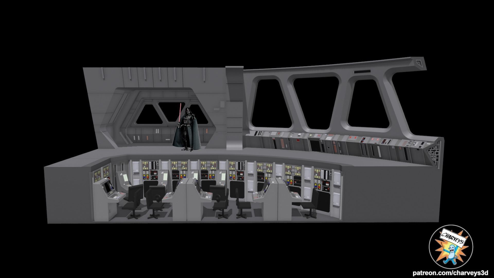 Star Wars Star Destroyer Bridge Diorama for action figures 3D print model_8