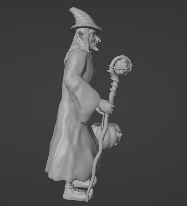 Witch With Staff and Pumpkin Bucket - Halloween Special 3D print model_6