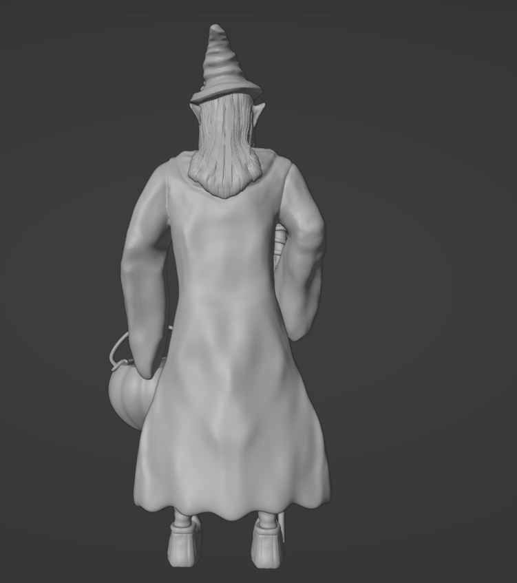 Witch With Staff and Pumpkin Bucket - Halloween Special 3D print model_4