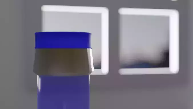 Blue water bottle with metal parts