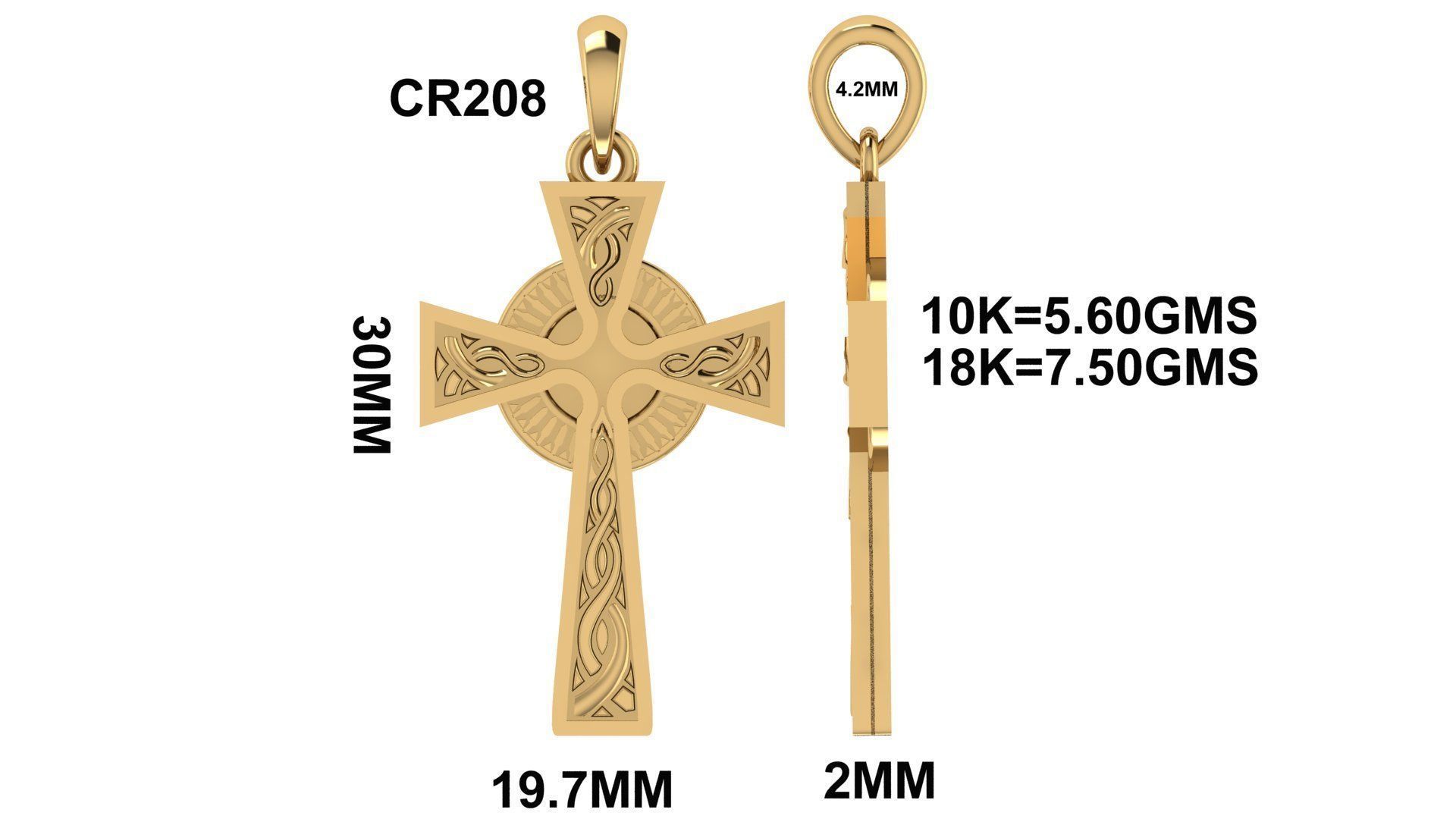 CROSS PENDANT CR208 3D print model_5