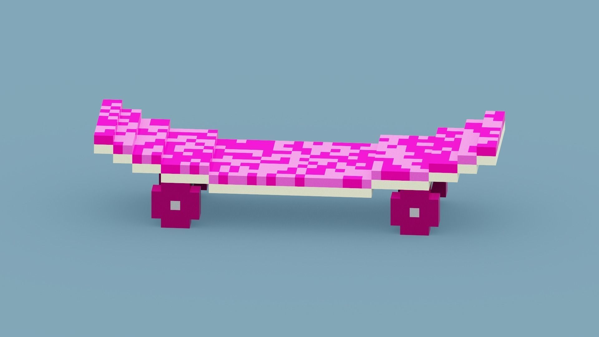 Voxel Pink Skateboard Low-poly 3D model_6