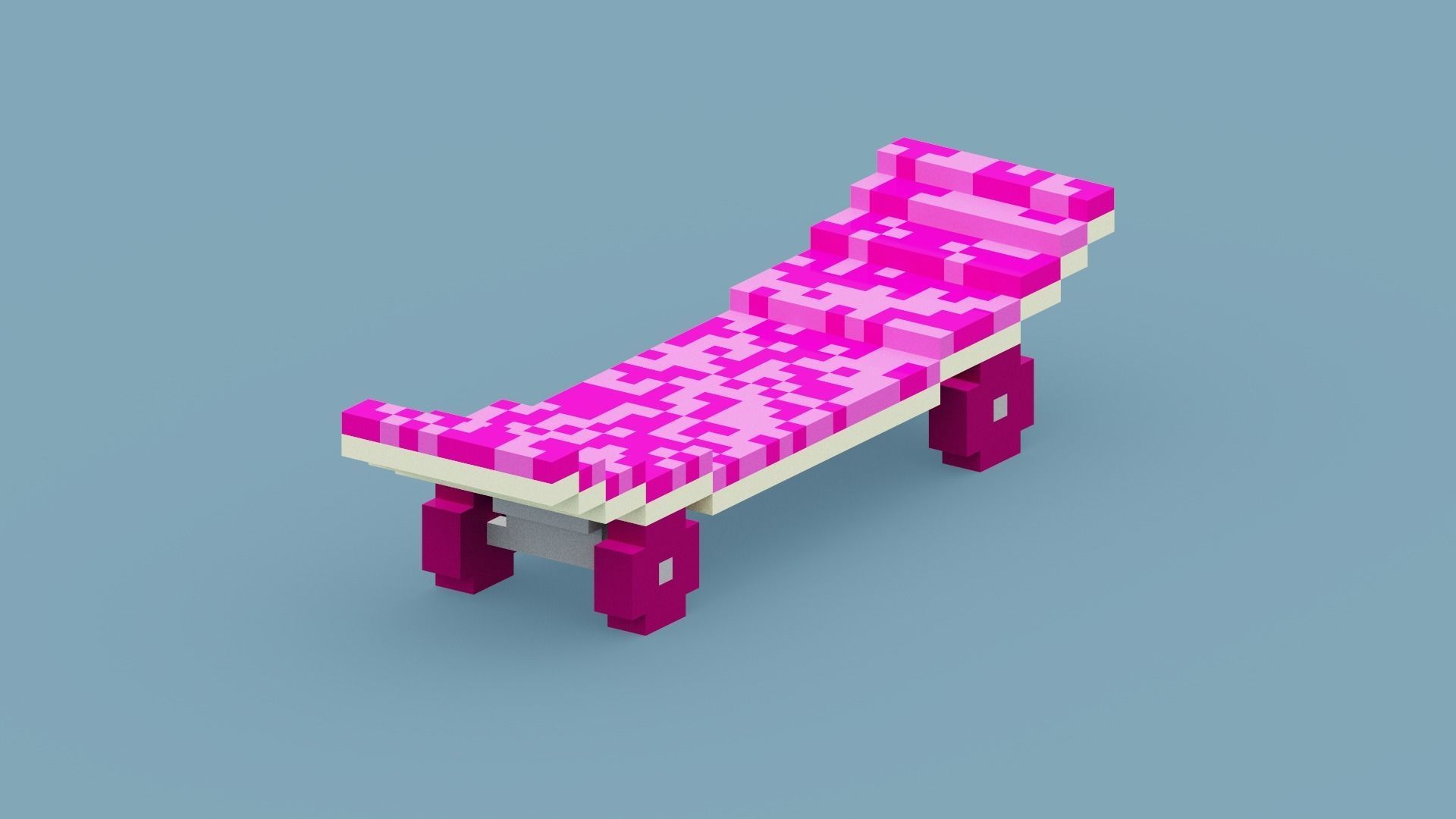 Voxel Pink Skateboard Low-poly 3D model_1