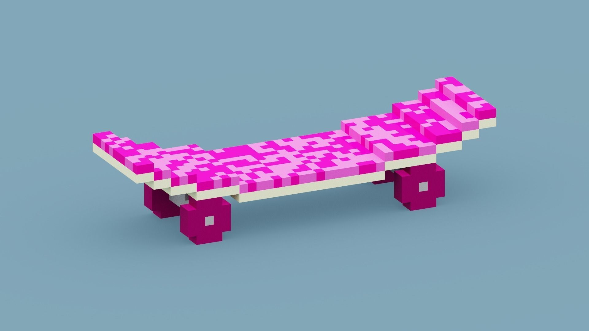 Voxel Pink Skateboard Low-poly 3D model_11
