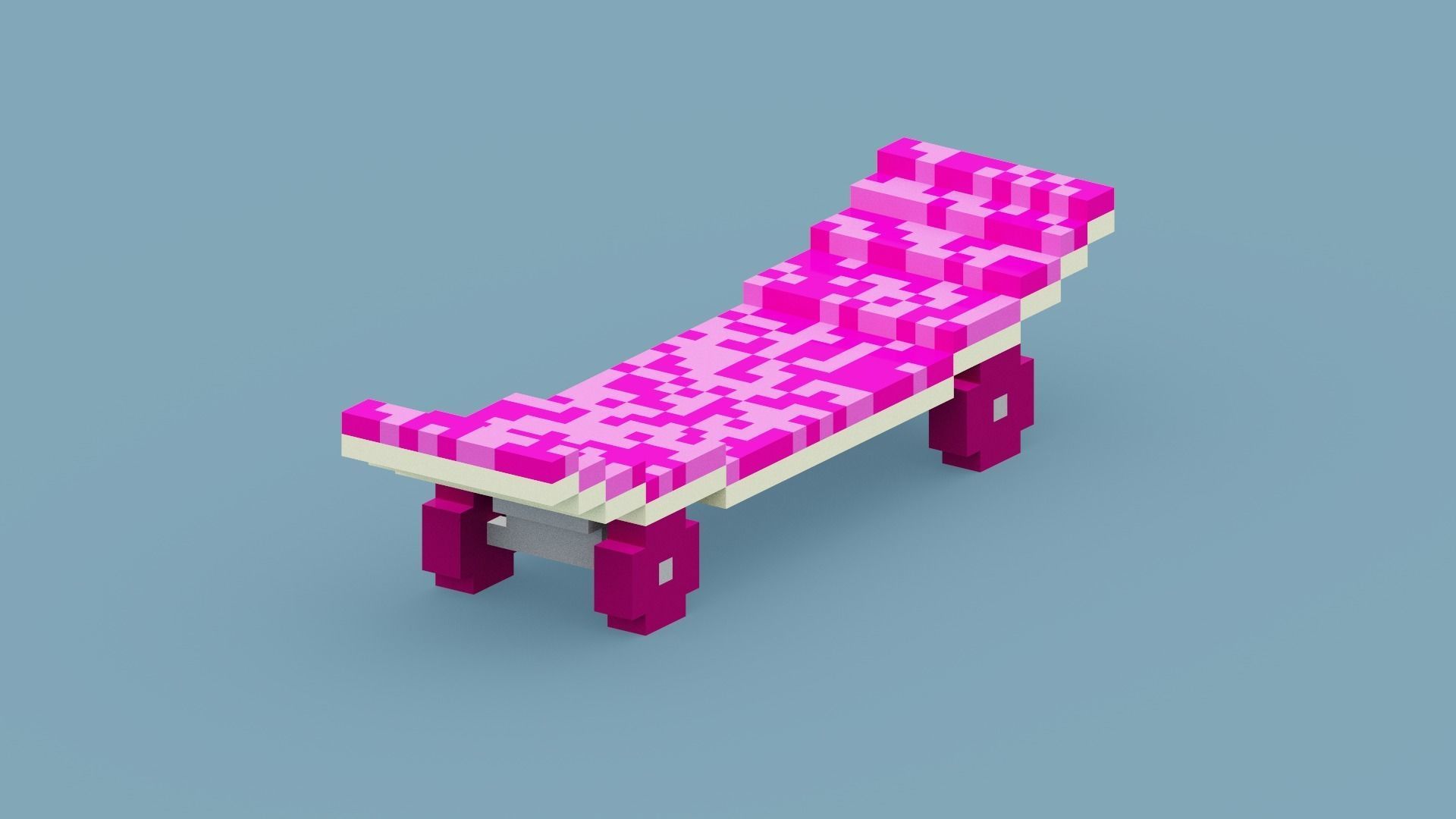 Voxel Pink Skateboard Low-poly 3D model_7