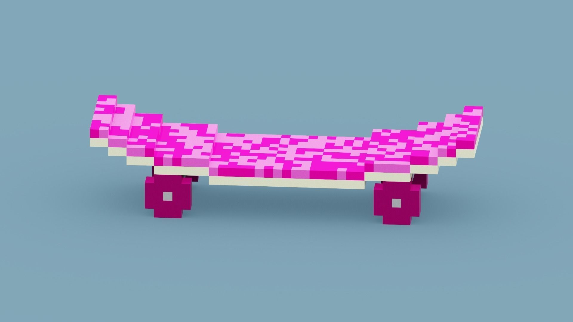 Voxel Pink Skateboard Low-poly 3D model_2