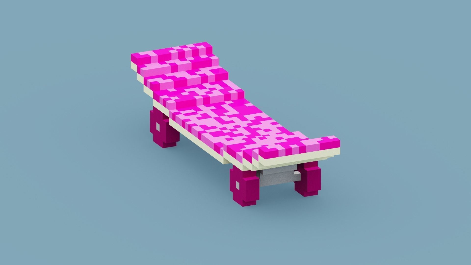 Voxel Pink Skateboard Low-poly 3D model_9