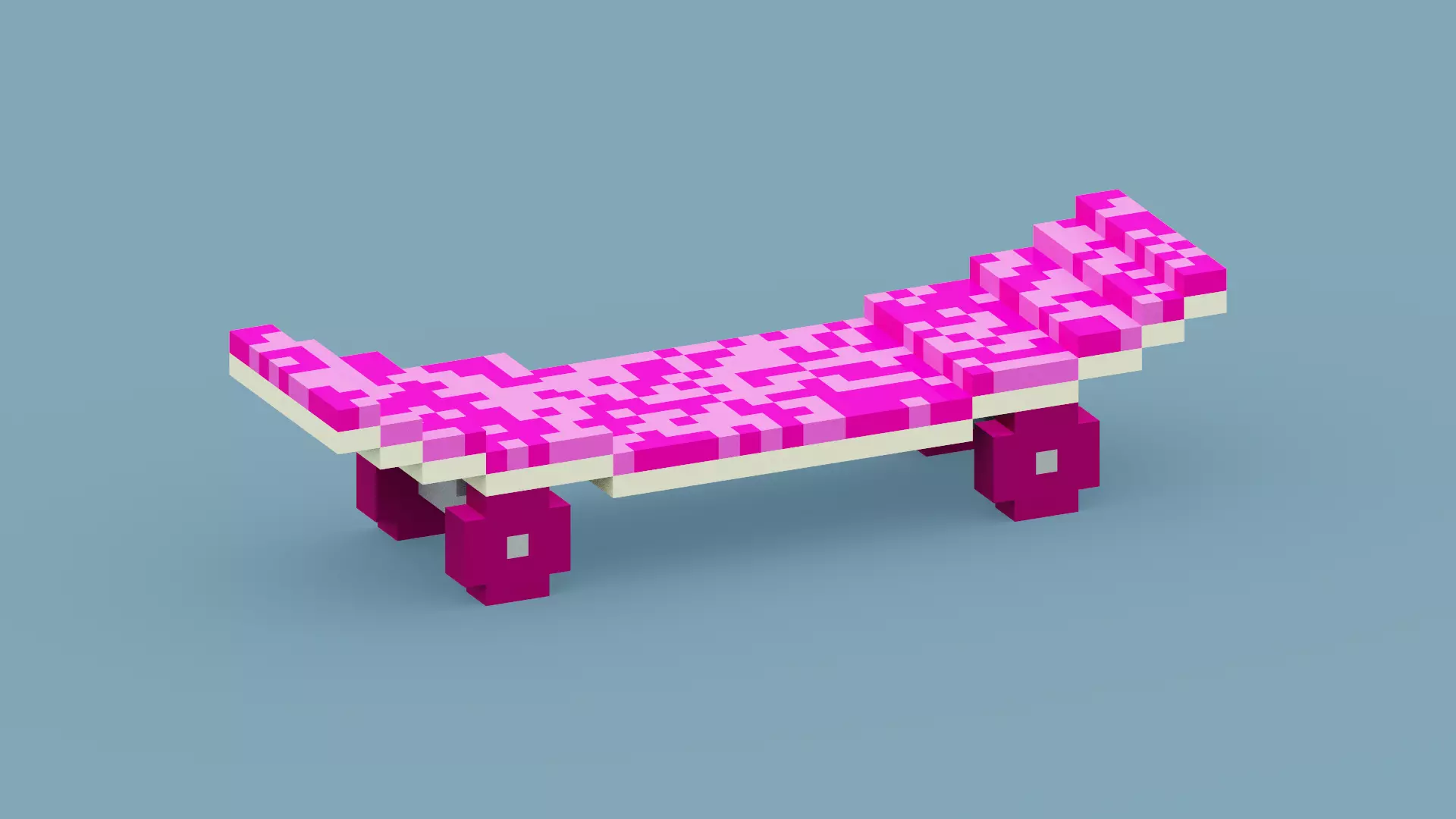 Voxel Pink Skateboard Low-poly 3D model_0