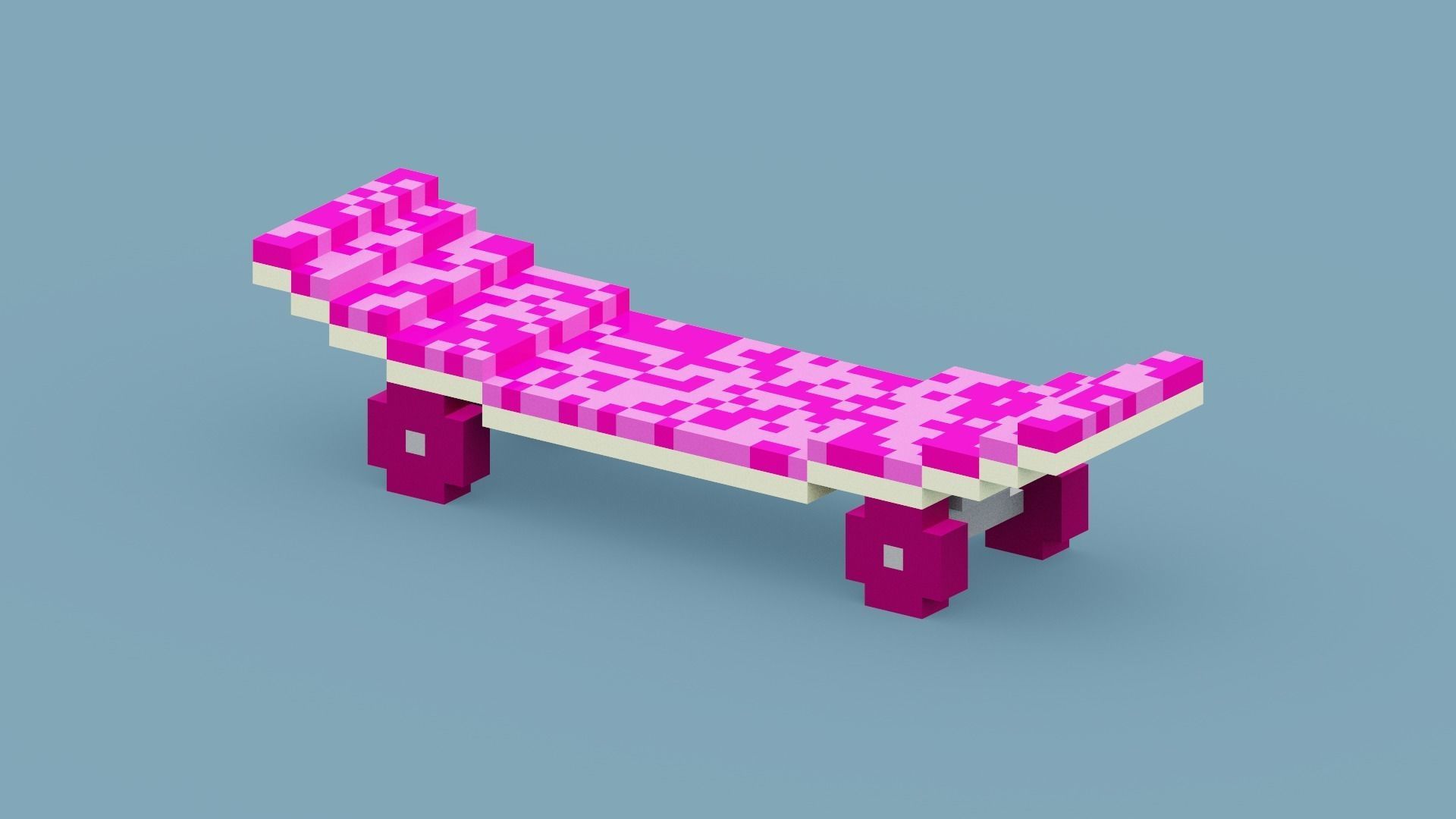 Voxel Pink Skateboard Low-poly 3D model_4