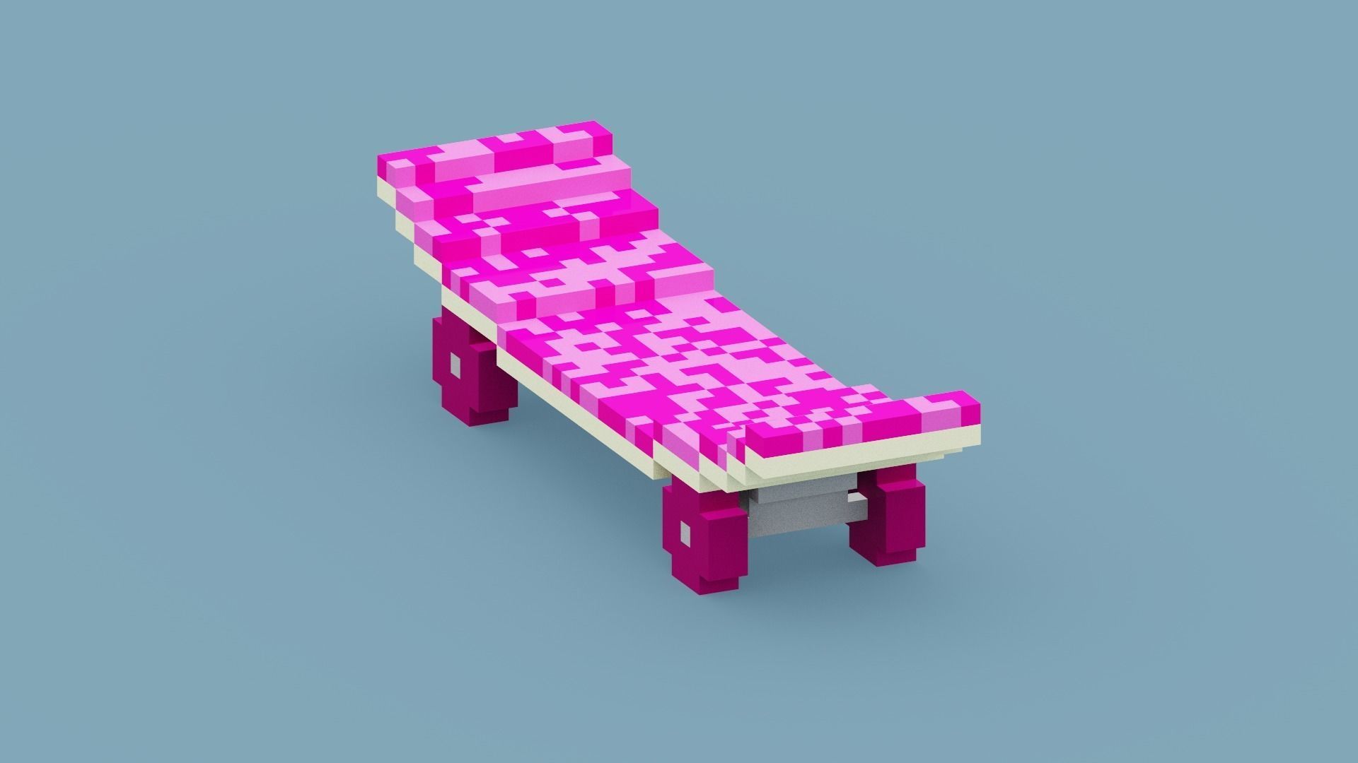 Voxel Pink Skateboard Low-poly 3D model_8