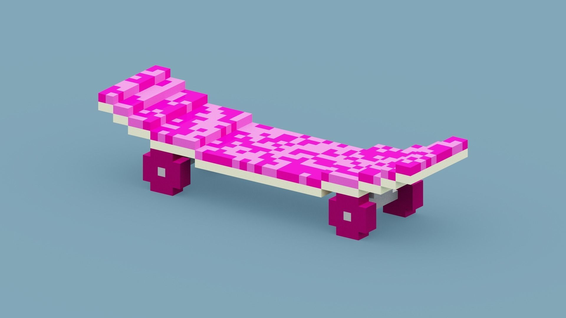 Voxel Pink Skateboard Low-poly 3D model_10
