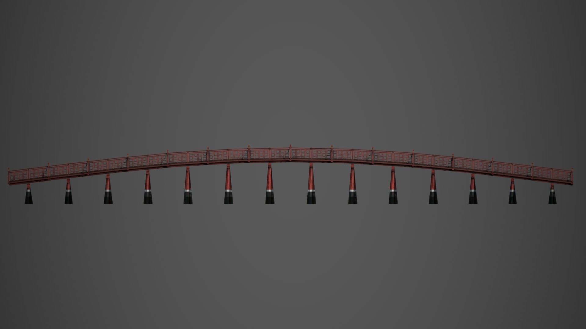 Asian bridge japanese Low-poly 3D model_4