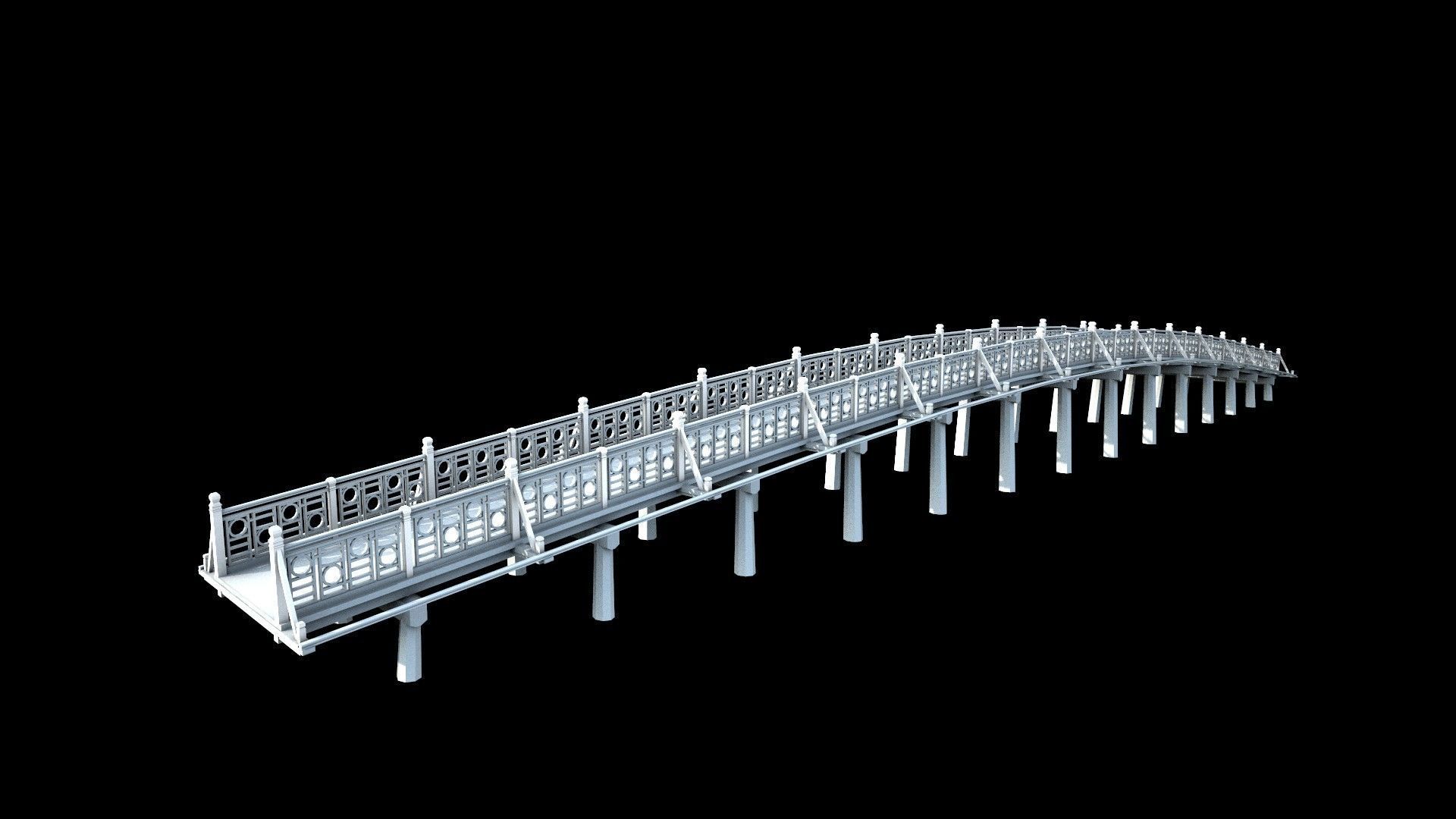 Asian bridge japanese Low-poly 3D model_7
