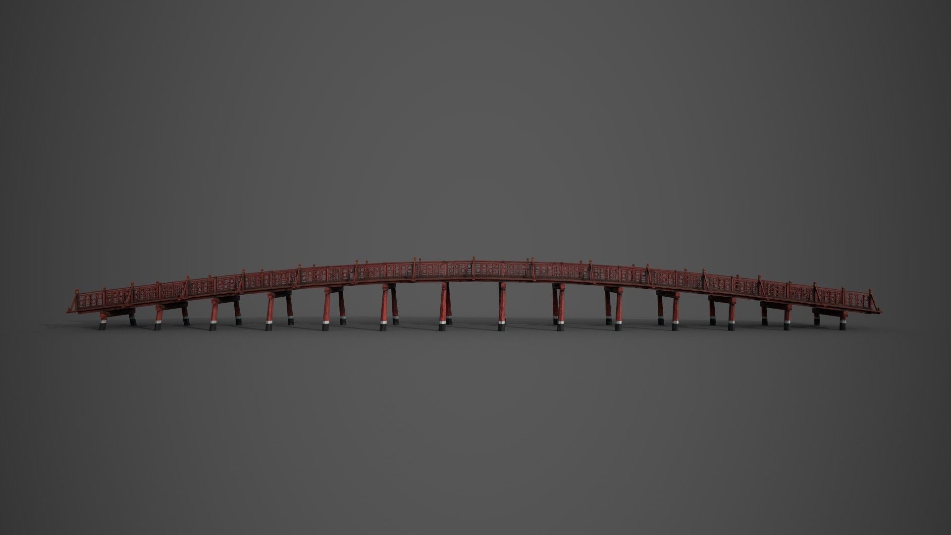 Asian bridge japanese Low-poly 3D model_3