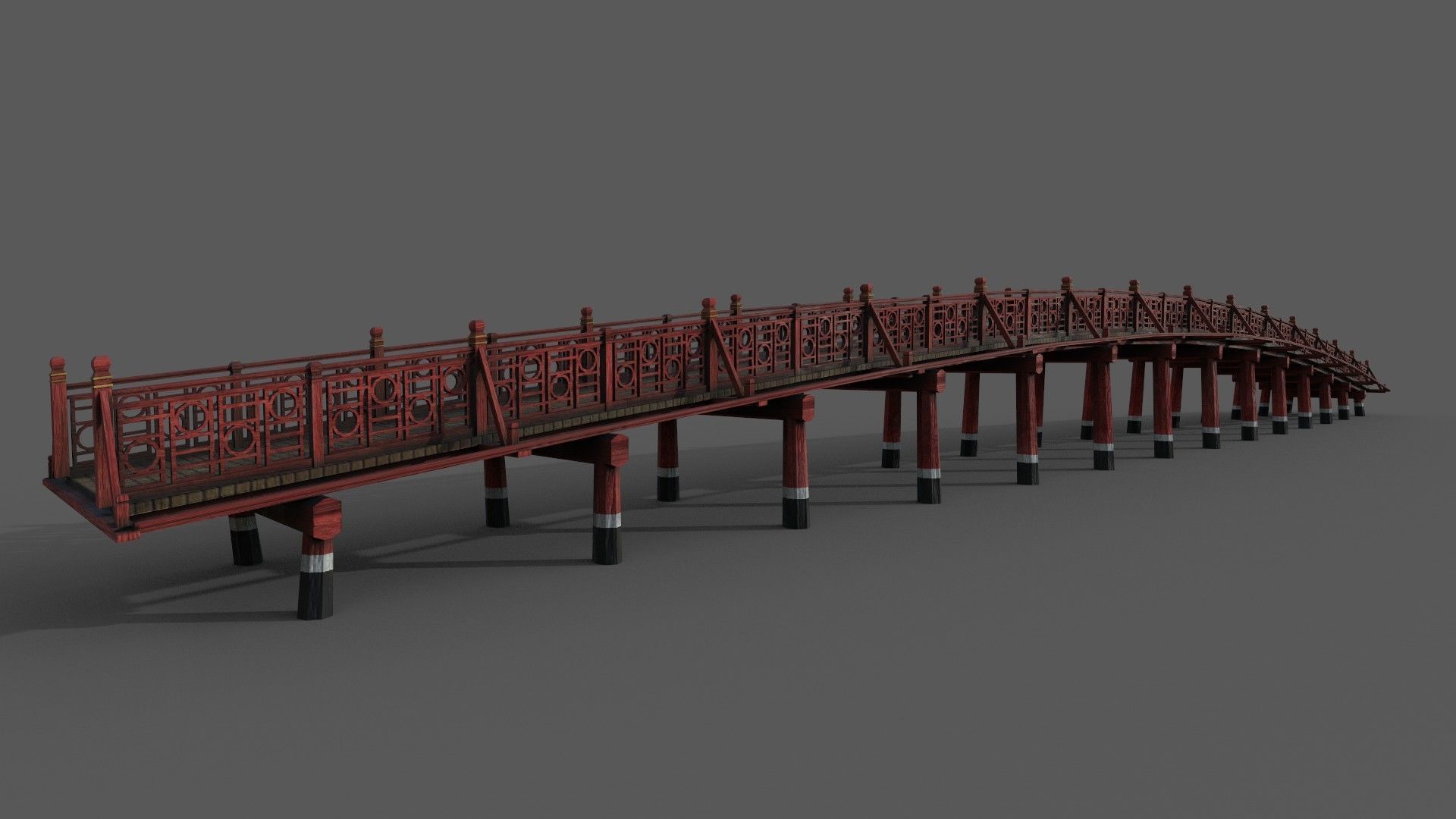 Asian bridge japanese Low-poly 3D model_2