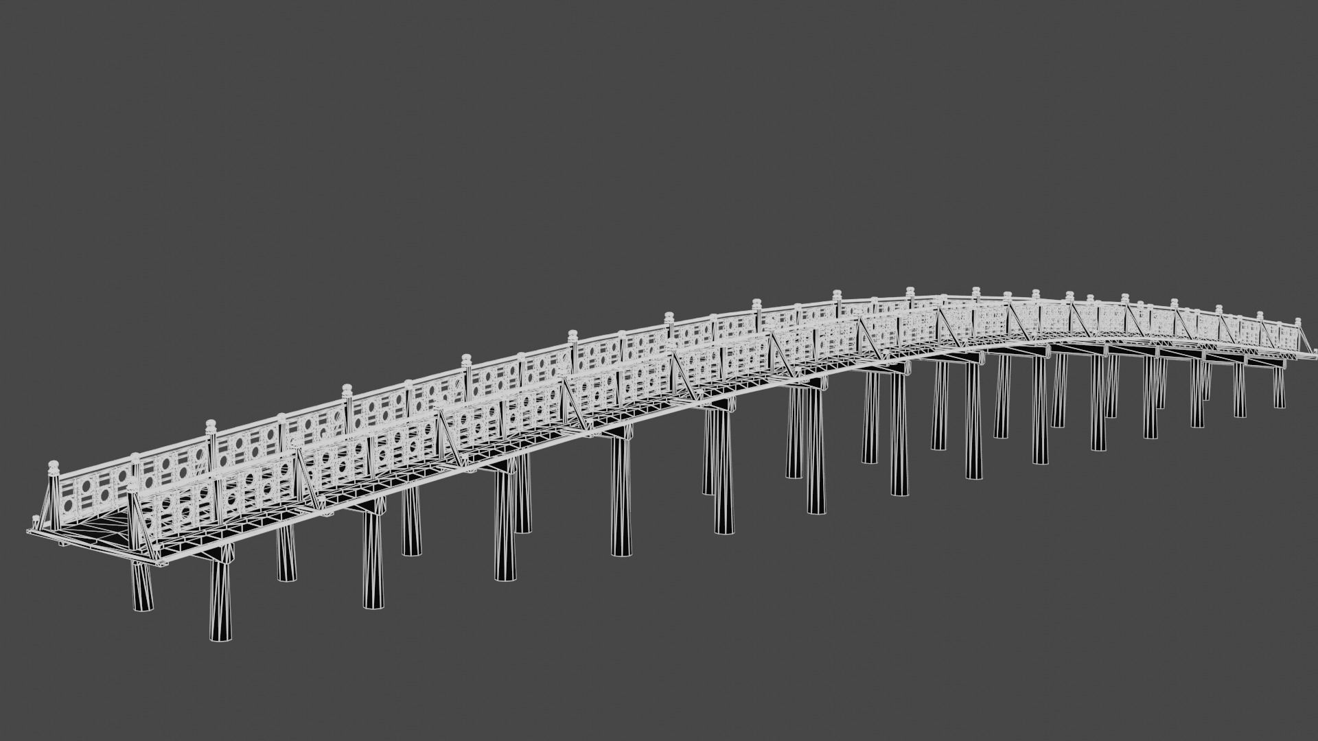 Asian bridge japanese Low-poly 3D model_6
