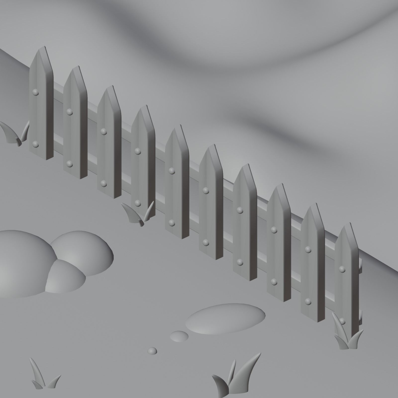 Fence near a river Low-poly 3D model_3