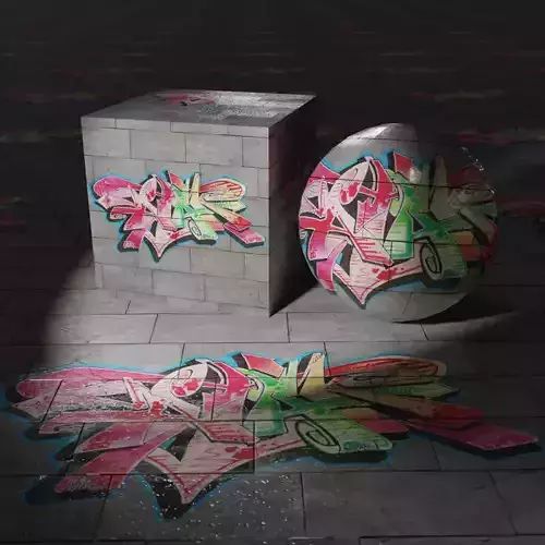 Stone Wall Worn with Graffiti PBR Texture