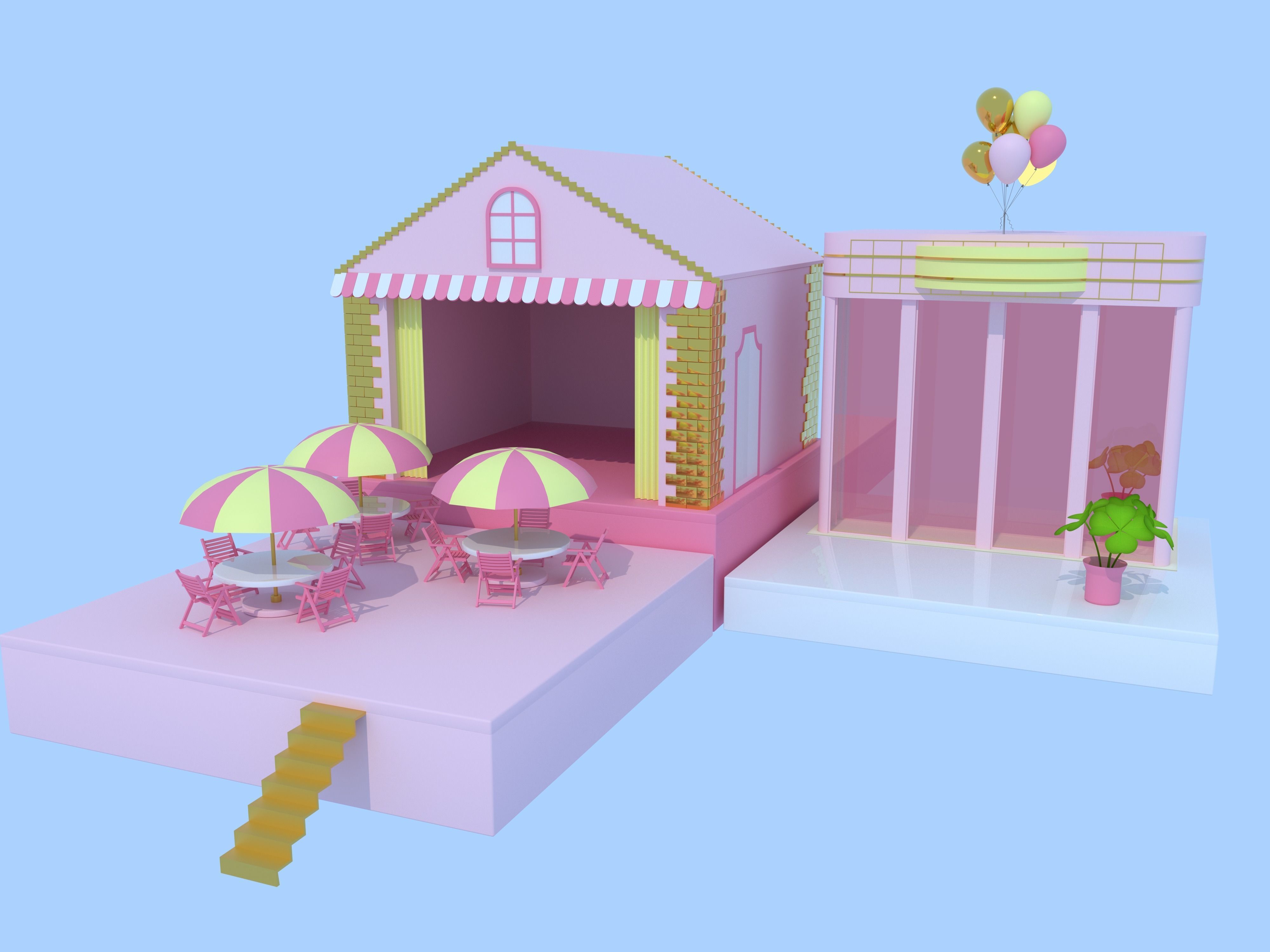 Cartoon Disneyland is fun and beautiful 3D model_2