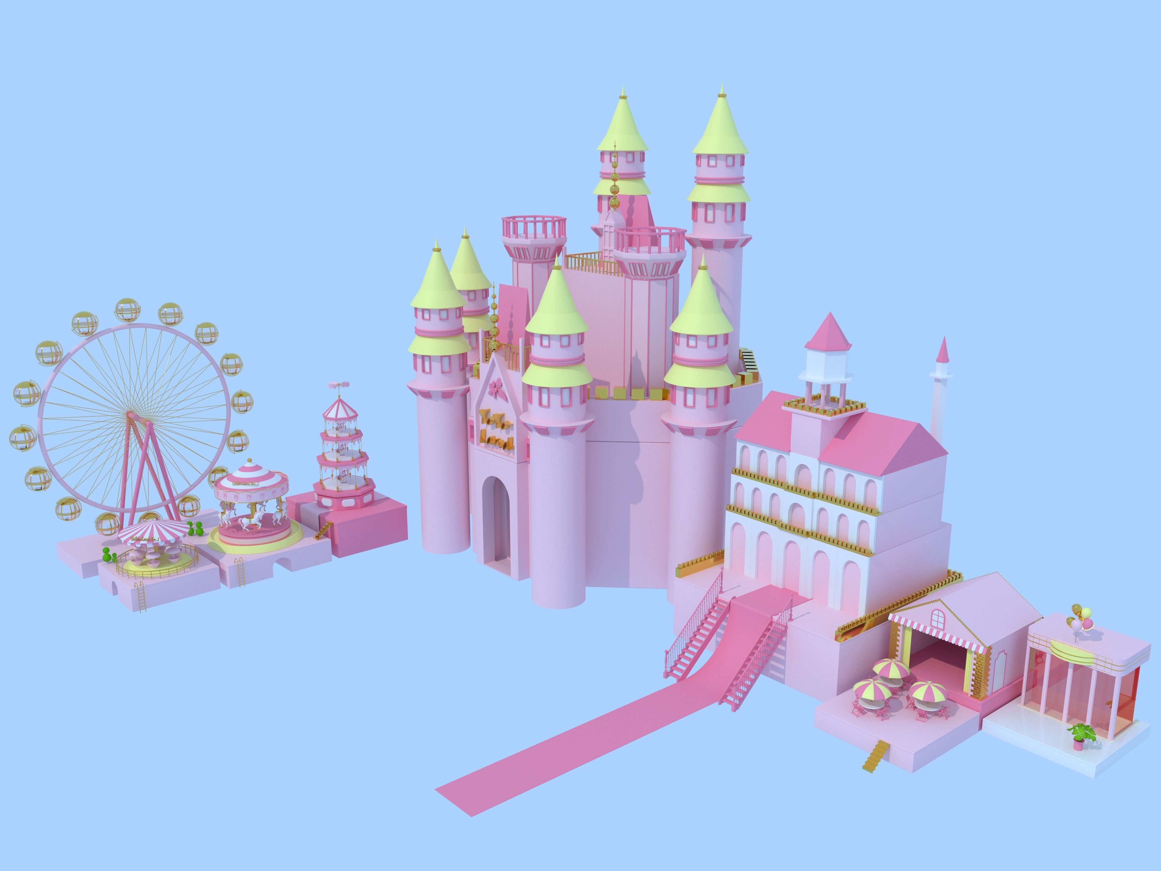 Cartoon Disneyland is fun and beautiful 3D model_1