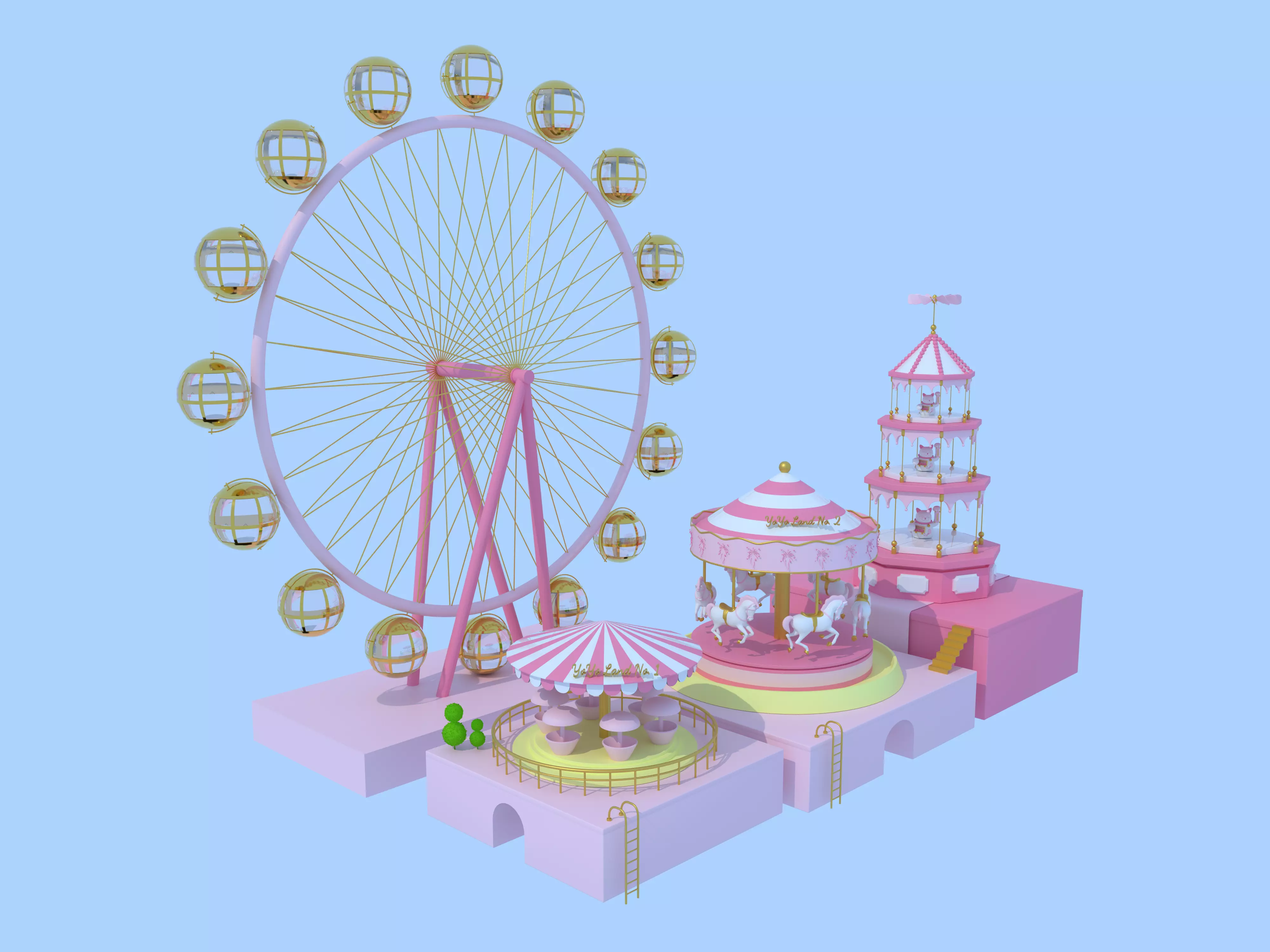 Cartoon Disneyland is fun and beautiful 3D model_0