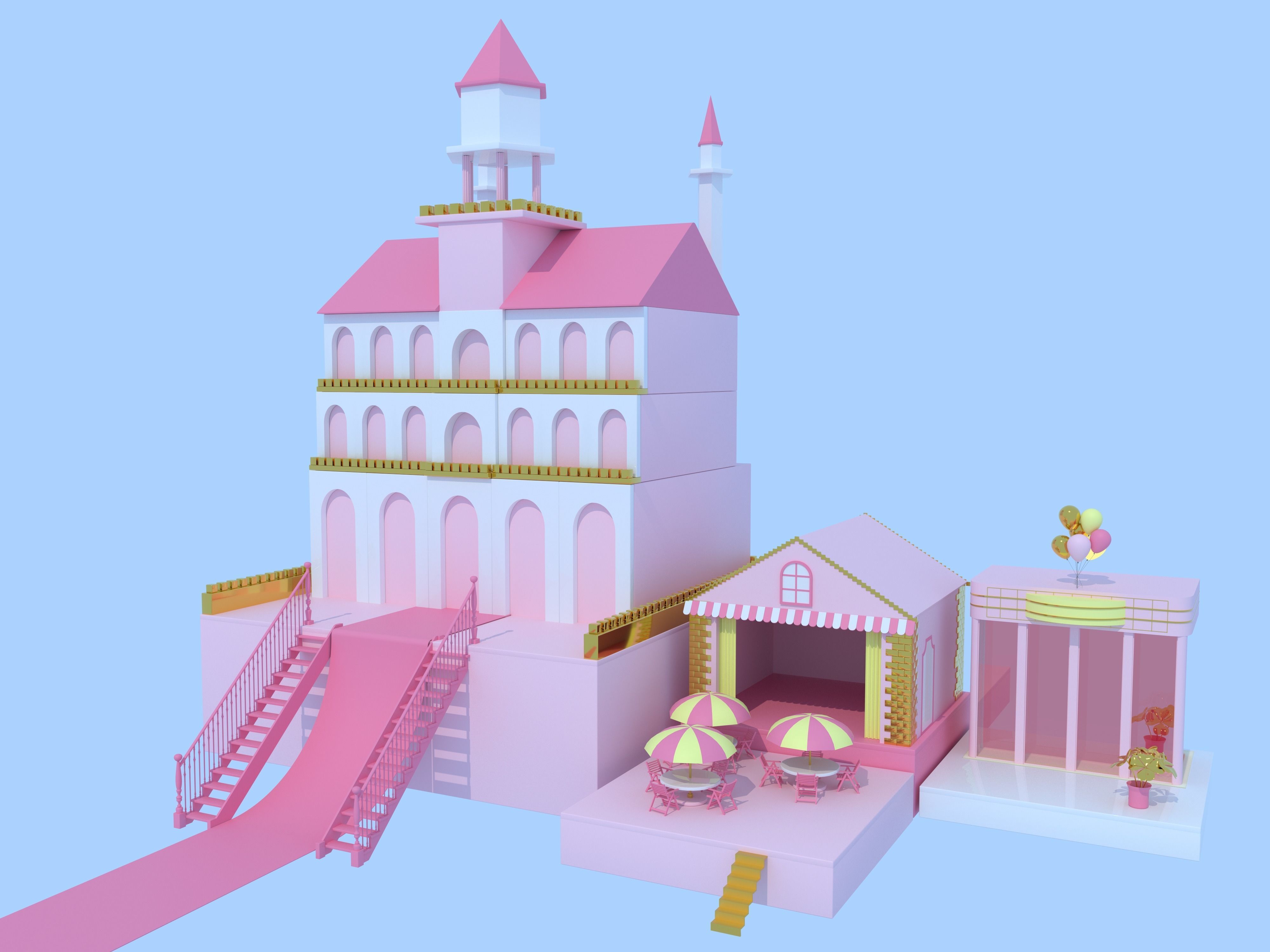 Cartoon Disneyland is fun and beautiful 3D model_4